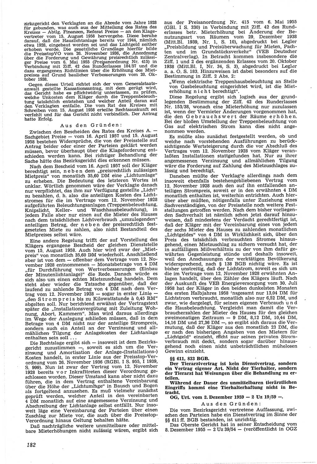 Neue Justiz (NJ), Zeitschrift für Recht und Rechtswissenschaft [Deutsche Demokratische Republik (DDR)], 14. Jahrgang 1960, Seite 182 (NJ DDR 1960, S. 182)