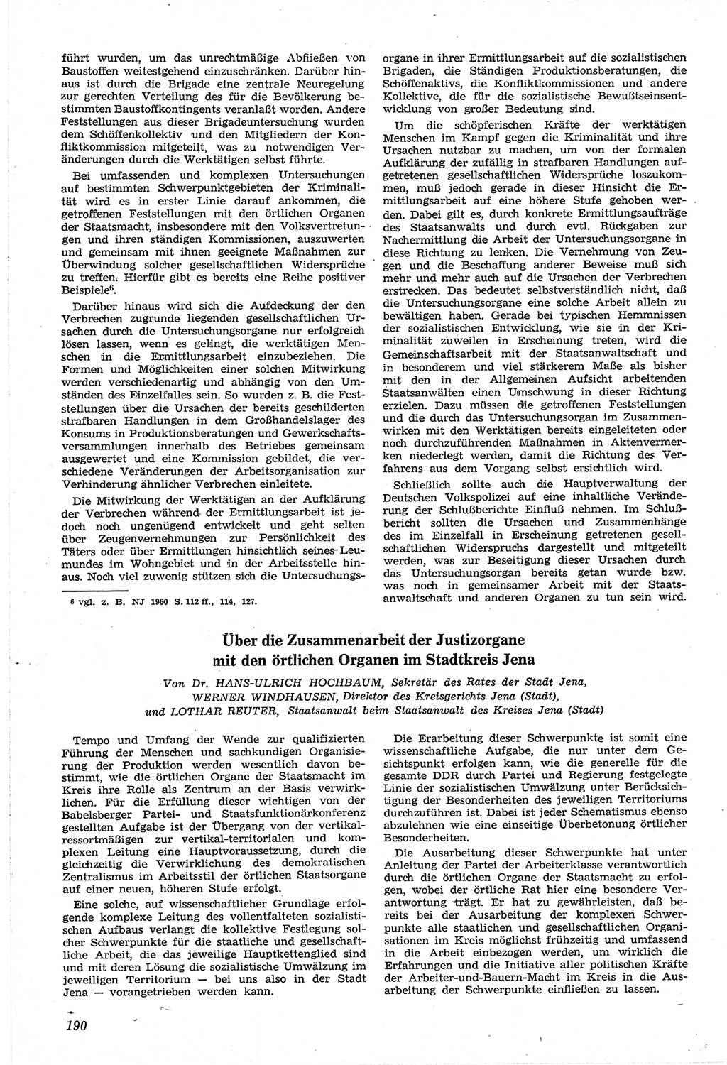 Neue Justiz (NJ), Zeitschrift für Recht und Rechtswissenschaft [Deutsche Demokratische Republik (DDR)], 14. Jahrgang 1960, Seite 190 (NJ DDR 1960, S. 190)