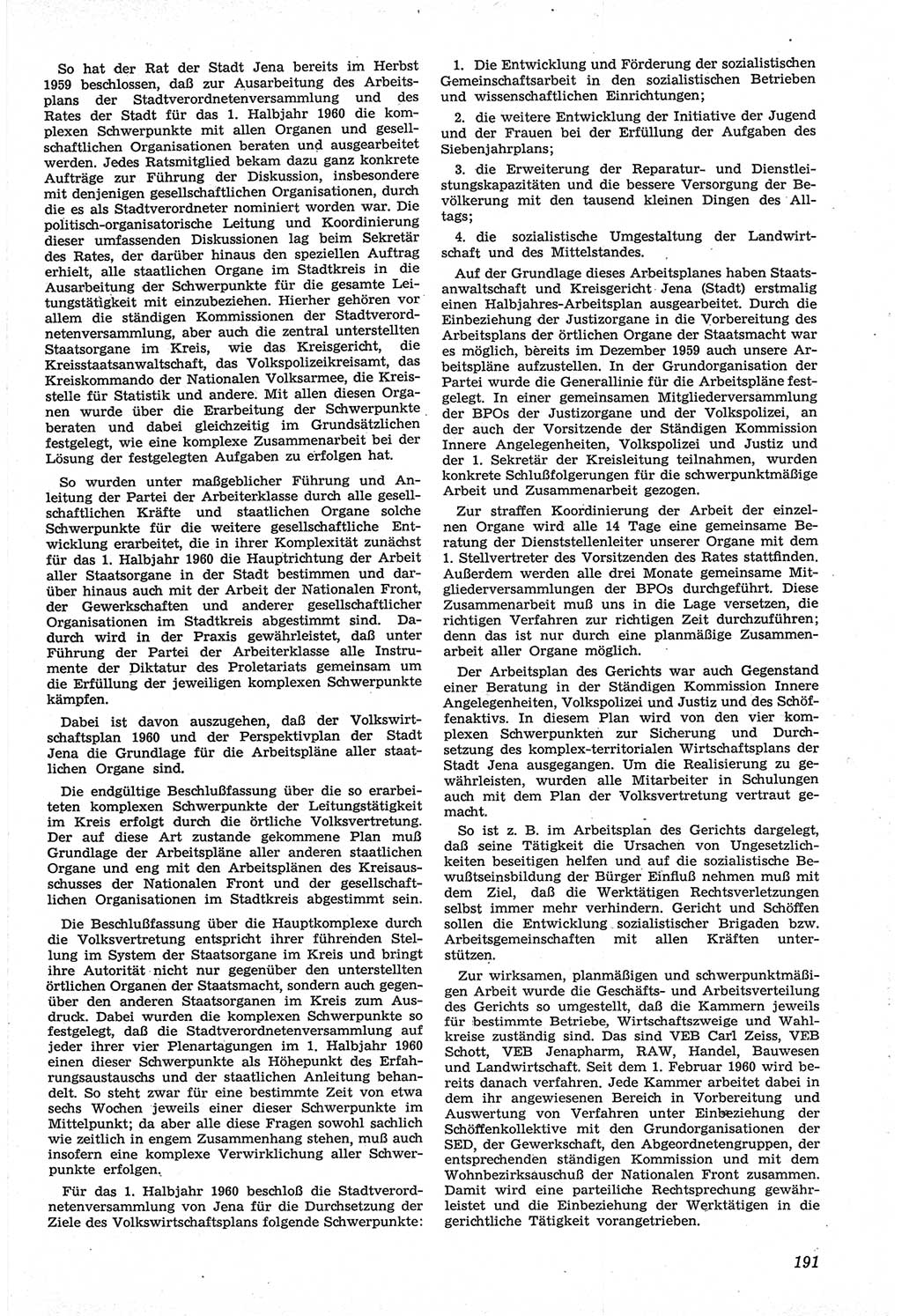 Neue Justiz (NJ), Zeitschrift für Recht und Rechtswissenschaft [Deutsche Demokratische Republik (DDR)], 14. Jahrgang 1960, Seite 191 (NJ DDR 1960, S. 191)