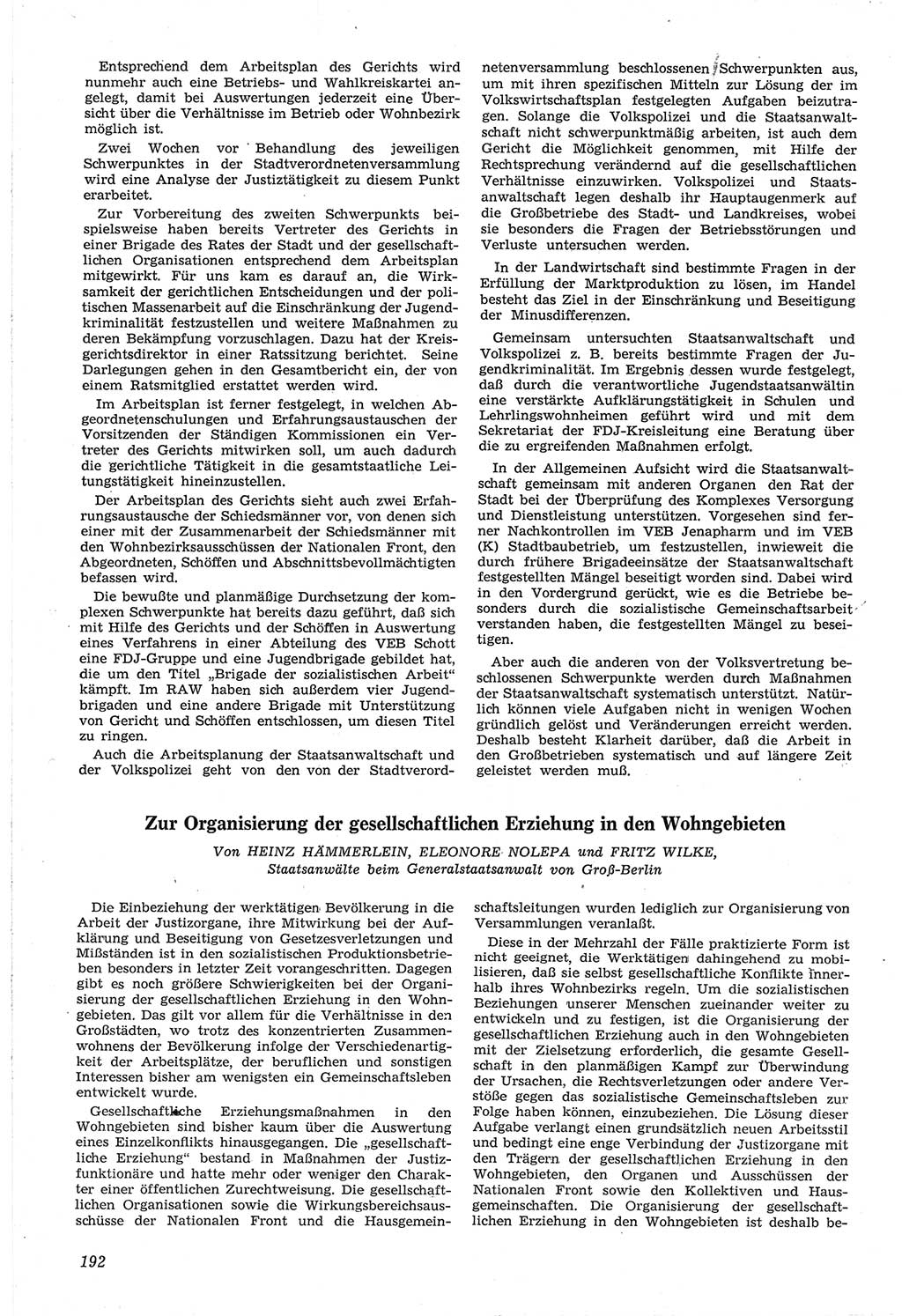 Neue Justiz (NJ), Zeitschrift für Recht und Rechtswissenschaft [Deutsche Demokratische Republik (DDR)], 14. Jahrgang 1960, Seite 192 (NJ DDR 1960, S. 192)