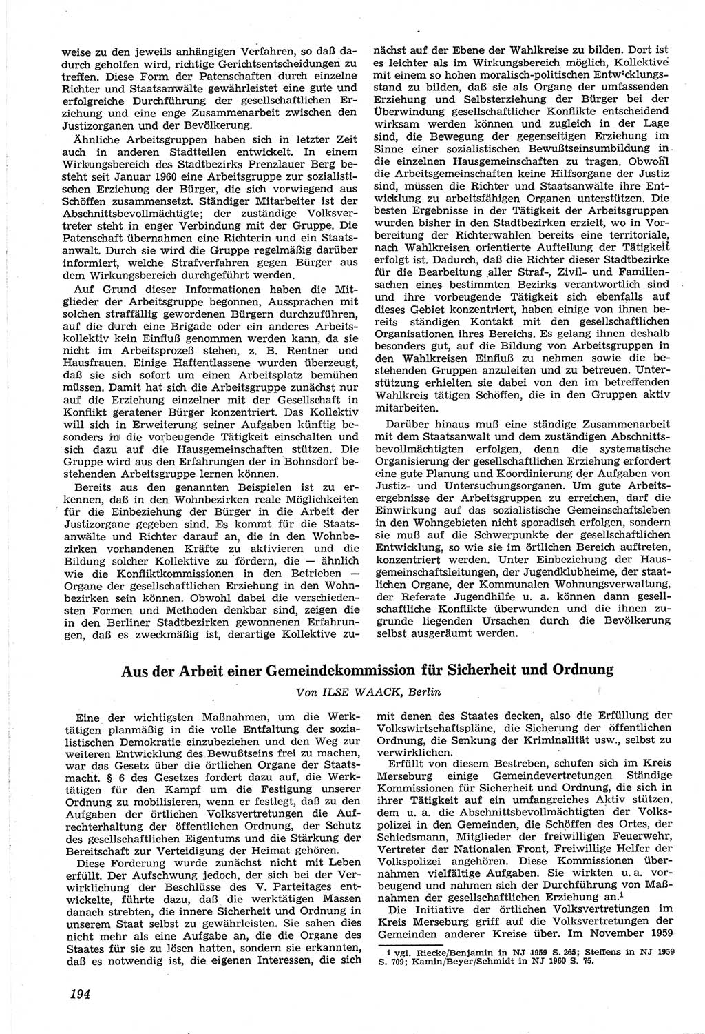 Neue Justiz (NJ), Zeitschrift für Recht und Rechtswissenschaft [Deutsche Demokratische Republik (DDR)], 14. Jahrgang 1960, Seite 194 (NJ DDR 1960, S. 194)