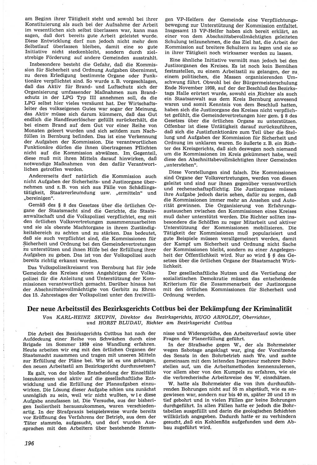 Neue Justiz (NJ), Zeitschrift für Recht und Rechtswissenschaft [Deutsche Demokratische Republik (DDR)], 14. Jahrgang 1960, Seite 196 (NJ DDR 1960, S. 196)