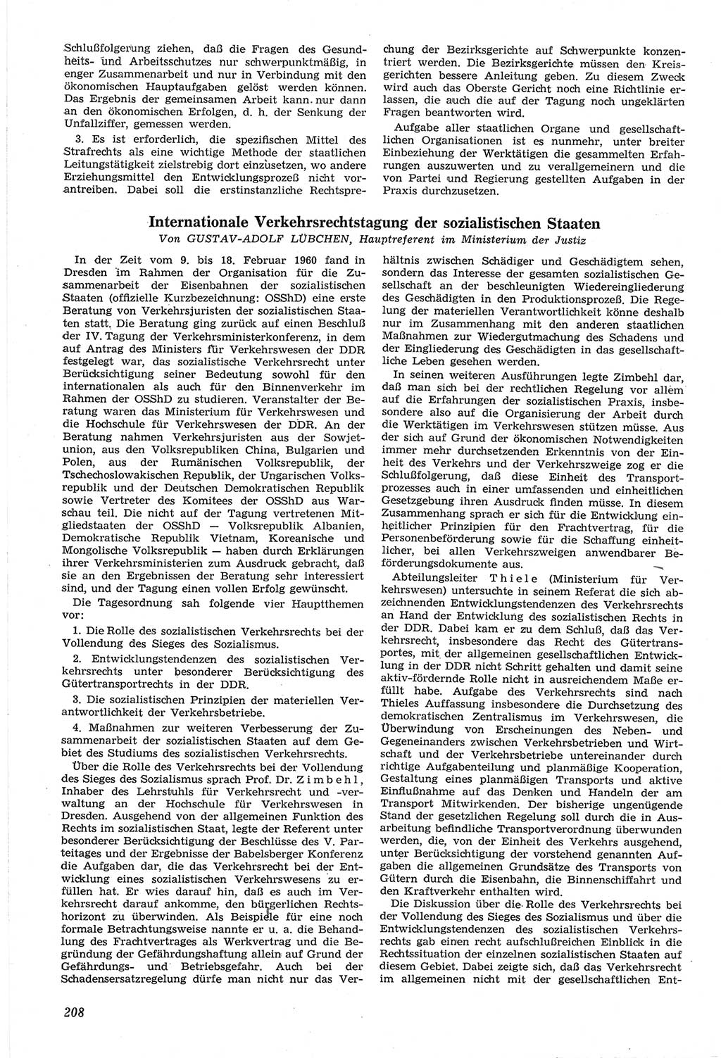 Neue Justiz (NJ), Zeitschrift für Recht und Rechtswissenschaft [Deutsche Demokratische Republik (DDR)], 14. Jahrgang 1960, Seite 208 (NJ DDR 1960, S. 208)