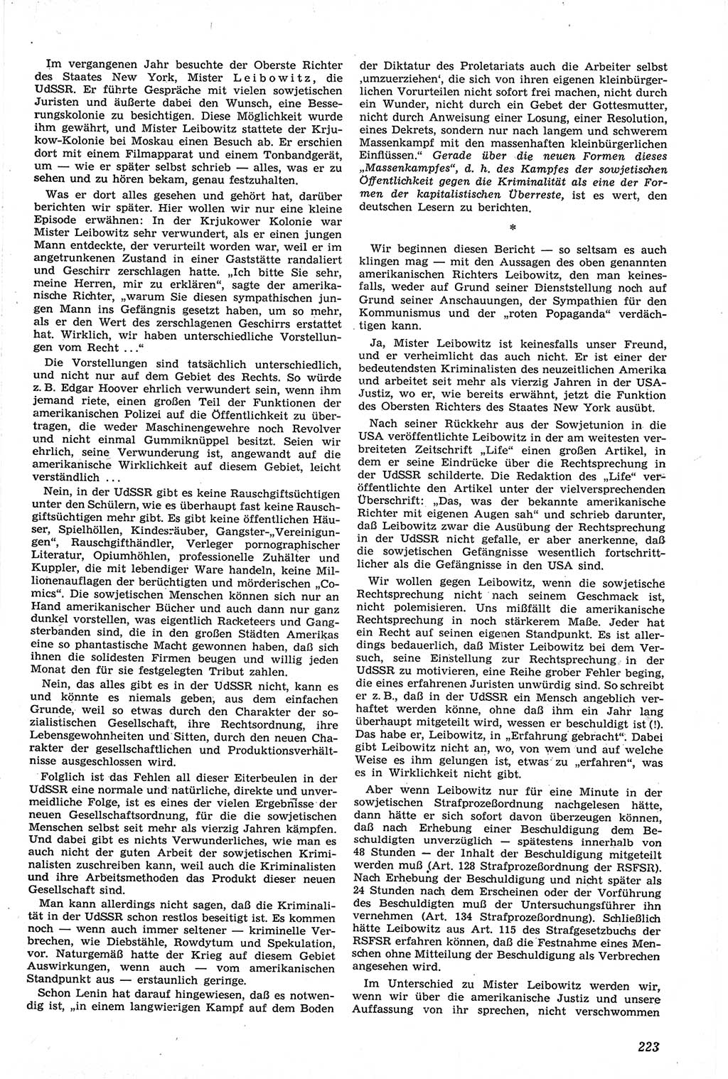 Neue Justiz (NJ), Zeitschrift für Recht und Rechtswissenschaft [Deutsche Demokratische Republik (DDR)], 14. Jahrgang 1960, Seite 223 (NJ DDR 1960, S. 223)