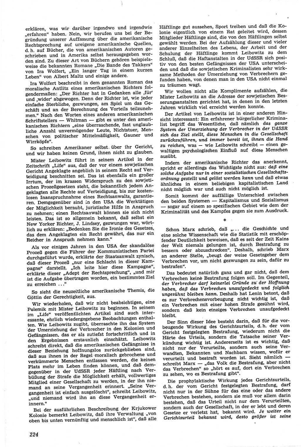 Neue Justiz (NJ), Zeitschrift für Recht und Rechtswissenschaft [Deutsche Demokratische Republik (DDR)], 14. Jahrgang 1960, Seite 224 (NJ DDR 1960, S. 224)