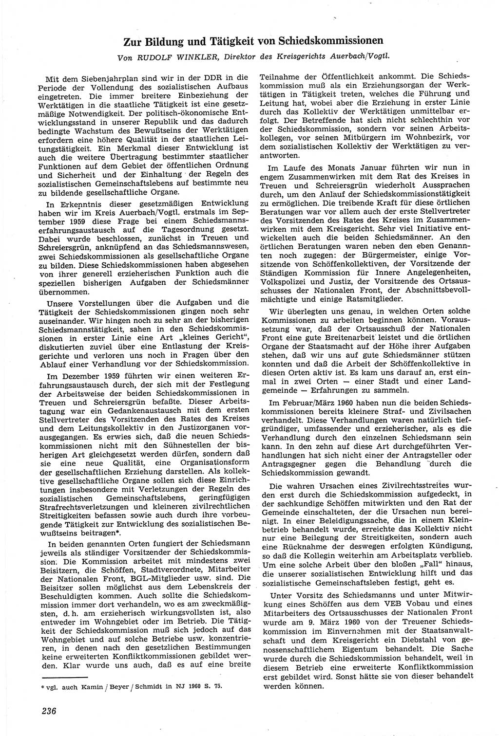 Neue Justiz (NJ), Zeitschrift für Recht und Rechtswissenschaft [Deutsche Demokratische Republik (DDR)], 14. Jahrgang 1960, Seite 236 (NJ DDR 1960, S. 236)