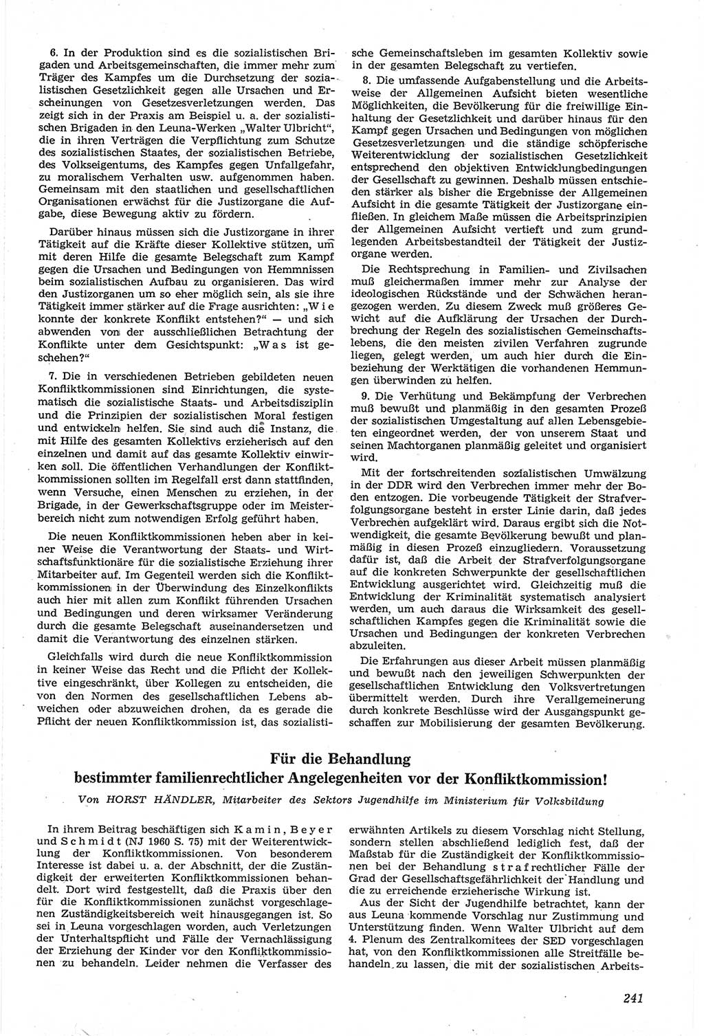 Neue Justiz (NJ), Zeitschrift für Recht und Rechtswissenschaft [Deutsche Demokratische Republik (DDR)], 14. Jahrgang 1960, Seite 241 (NJ DDR 1960, S. 241)
