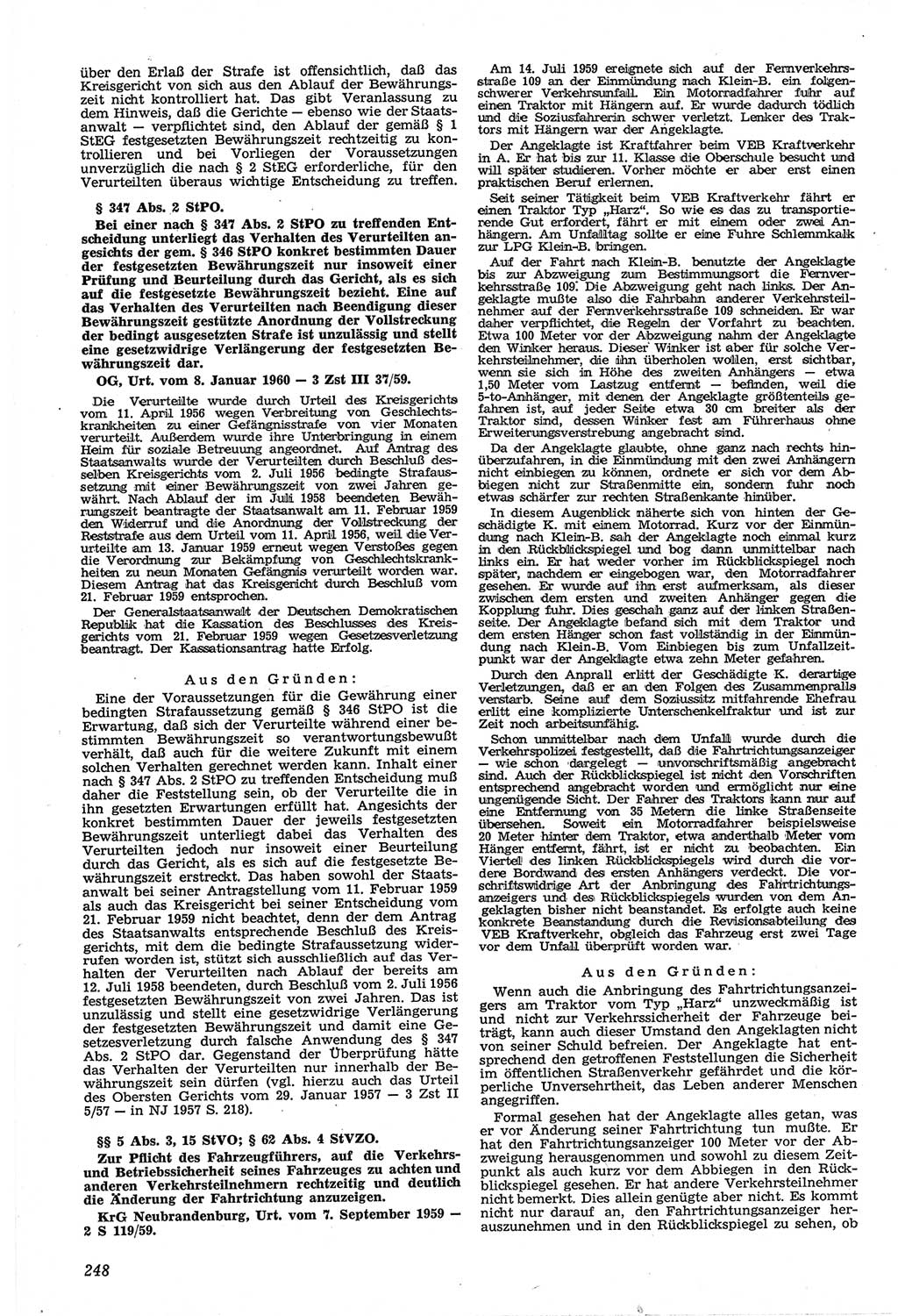 Neue Justiz (NJ), Zeitschrift für Recht und Rechtswissenschaft [Deutsche Demokratische Republik (DDR)], 14. Jahrgang 1960, Seite 248 (NJ DDR 1960, S. 248)