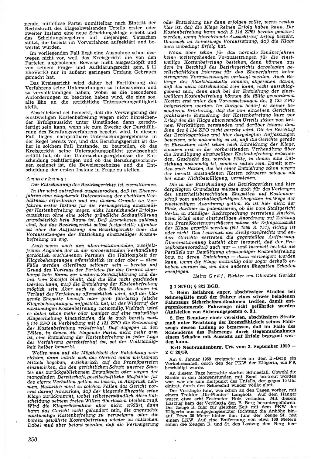 Neue Justiz (NJ), Zeitschrift für Recht und Rechtswissenschaft [Deutsche Demokratische Republik (DDR)], 14. Jahrgang 1960, Seite 250 (NJ DDR 1960, S. 250)