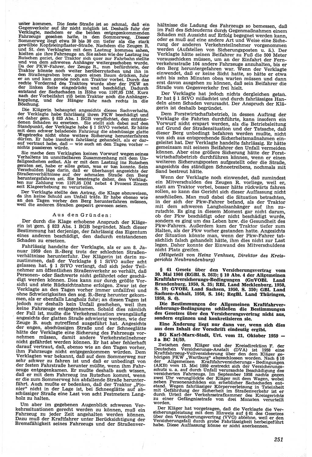 Neue Justiz (NJ), Zeitschrift für Recht und Rechtswissenschaft [Deutsche Demokratische Republik (DDR)], 14. Jahrgang 1960, Seite 251 (NJ DDR 1960, S. 251)