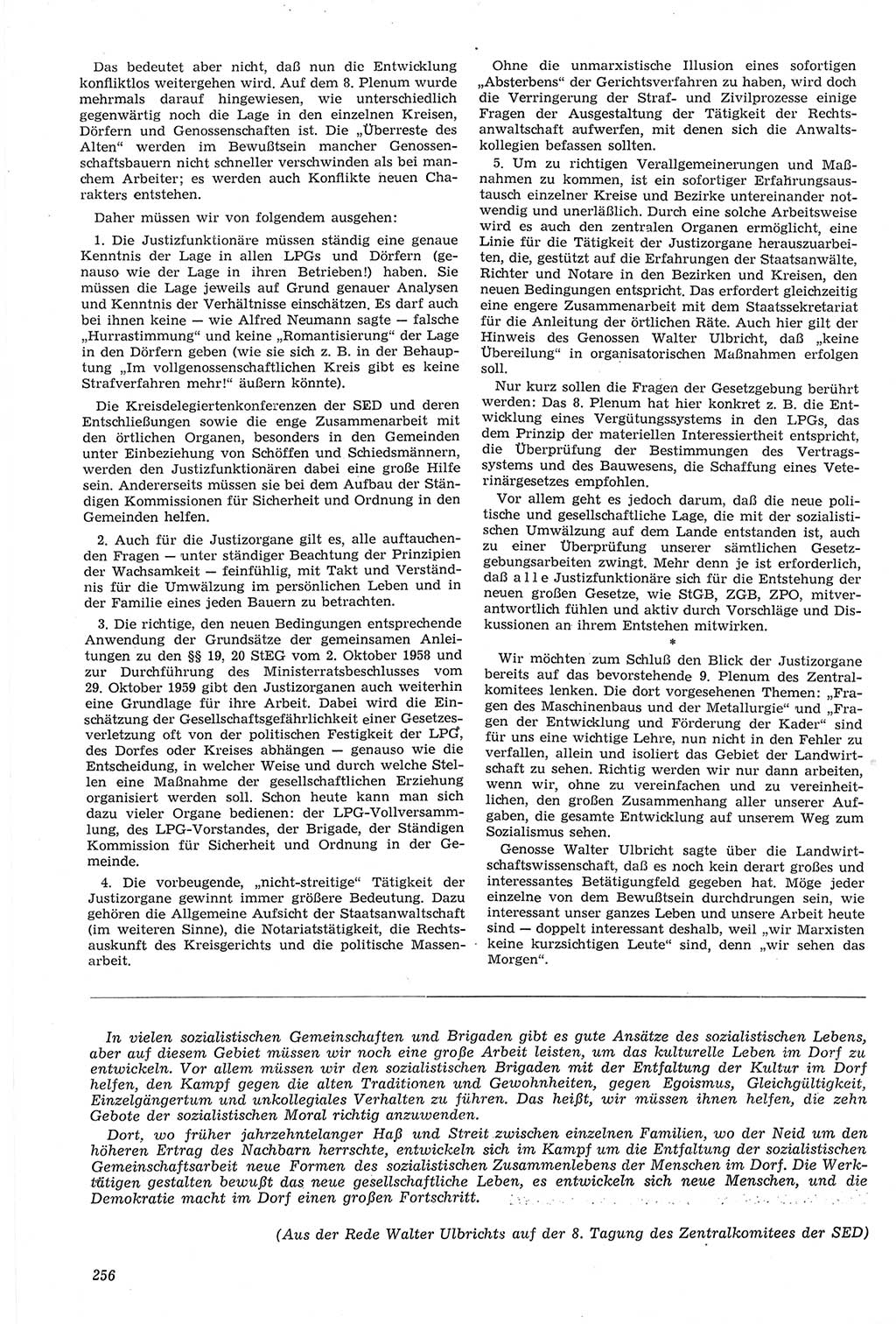 Neue Justiz (NJ), Zeitschrift für Recht und Rechtswissenschaft [Deutsche Demokratische Republik (DDR)], 14. Jahrgang 1960, Seite 256 (NJ DDR 1960, S. 256)