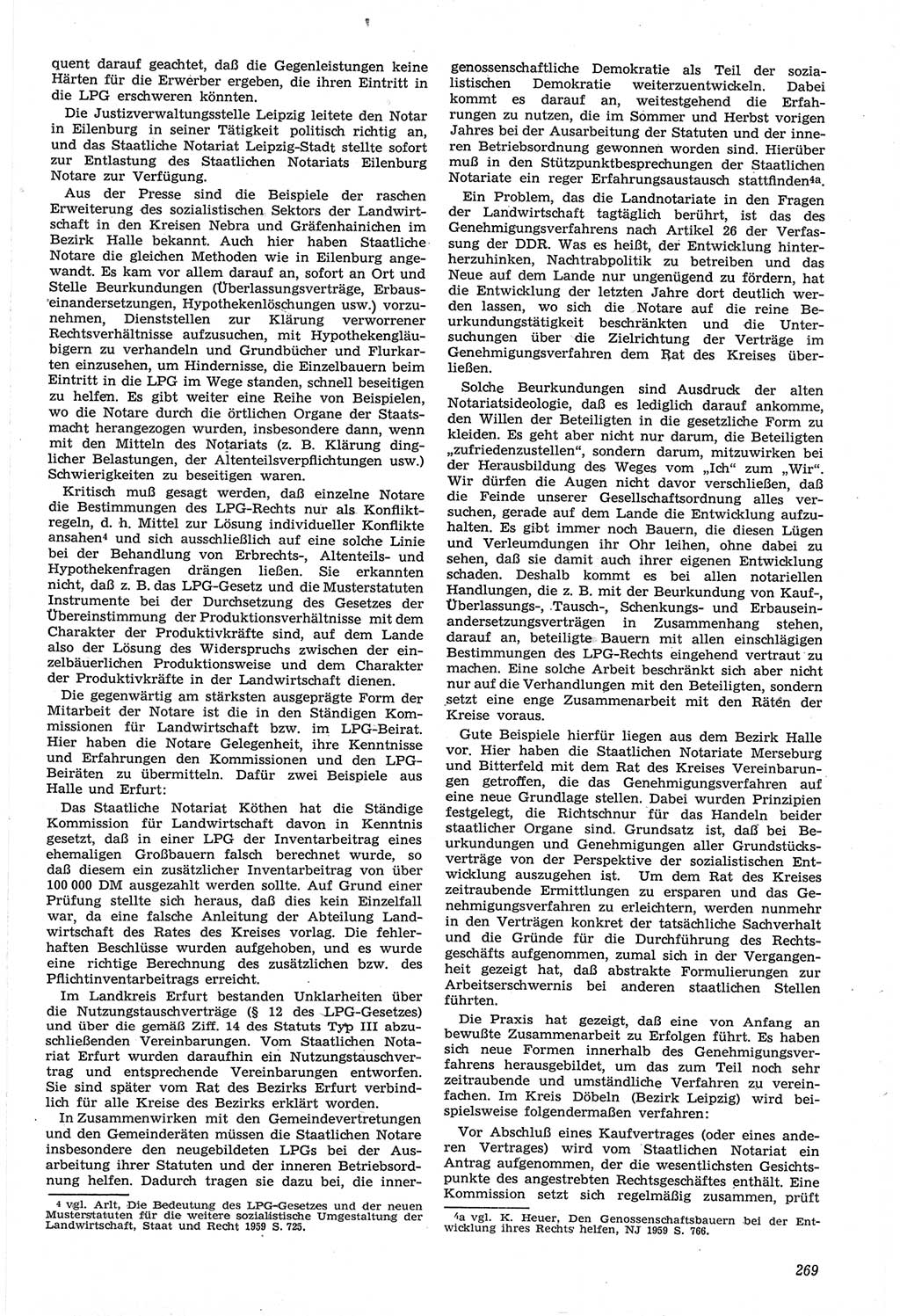 Neue Justiz (NJ), Zeitschrift für Recht und Rechtswissenschaft [Deutsche Demokratische Republik (DDR)], 14. Jahrgang 1960, Seite 269 (NJ DDR 1960, S. 269)