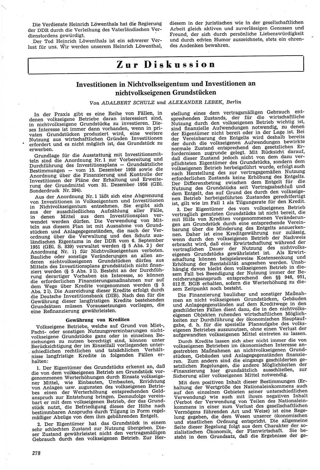 Neue Justiz (NJ), Zeitschrift für Recht und Rechtswissenschaft [Deutsche Demokratische Republik (DDR)], 14. Jahrgang 1960, Seite 278 (NJ DDR 1960, S. 278)