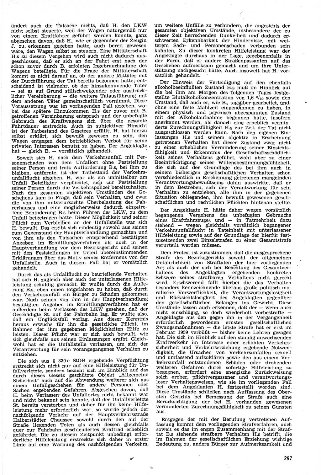 Neue Justiz (NJ), Zeitschrift für Recht und Rechtswissenschaft [Deutsche Demokratische Republik (DDR)], 14. Jahrgang 1960, Seite 287 (NJ DDR 1960, S. 287)