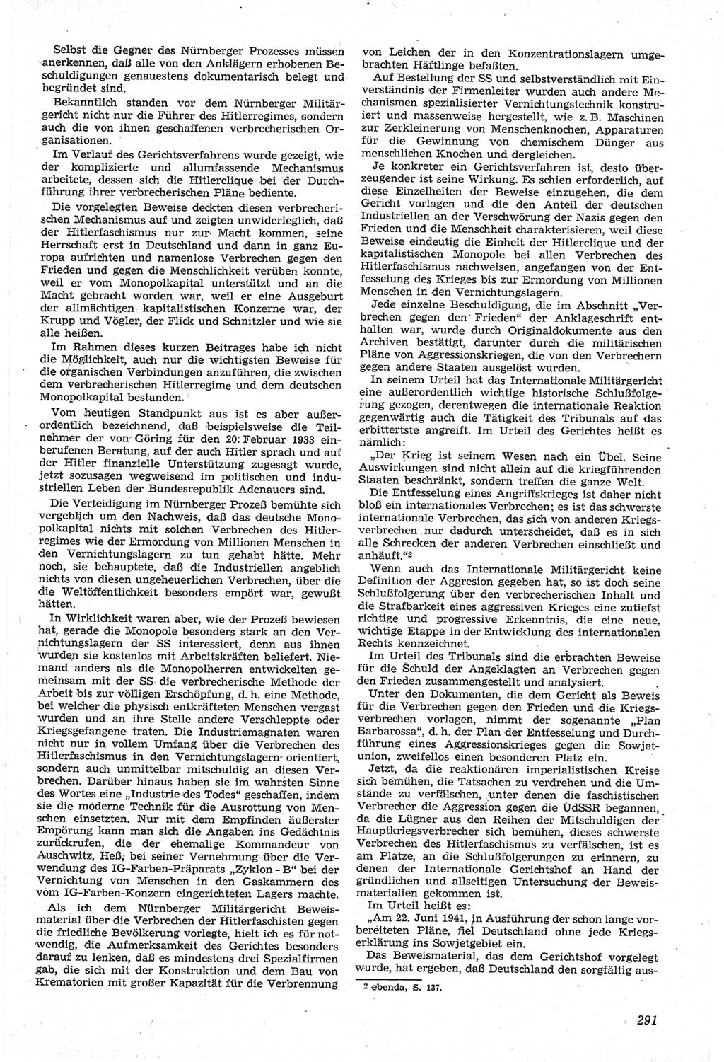 Neue Justiz (NJ), Zeitschrift für Recht und Rechtswissenschaft [Deutsche Demokratische Republik (DDR)], 14. Jahrgang 1960, Seite 291 (NJ DDR 1960, S. 291)