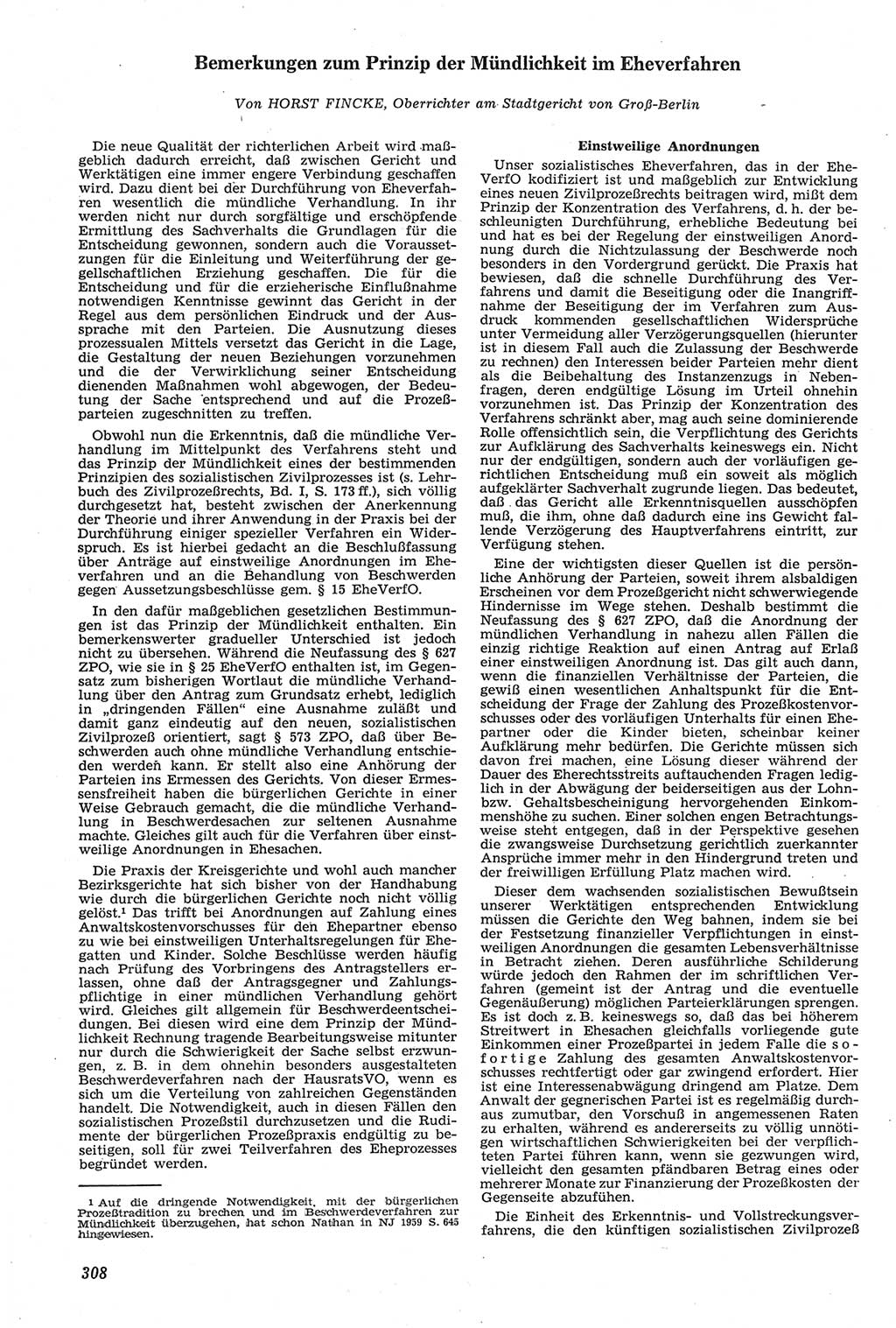 Neue Justiz (NJ), Zeitschrift für Recht und Rechtswissenschaft [Deutsche Demokratische Republik (DDR)], 14. Jahrgang 1960, Seite 308 (NJ DDR 1960, S. 308)