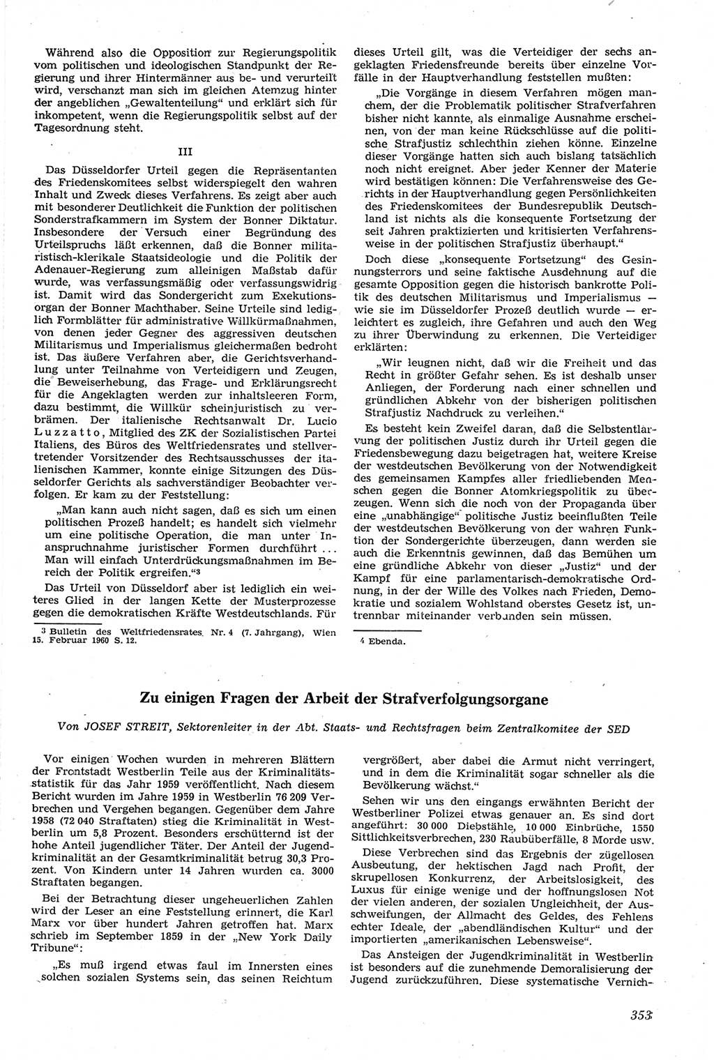 Neue Justiz (NJ), Zeitschrift für Recht und Rechtswissenschaft [Deutsche Demokratische Republik (DDR)], 14. Jahrgang 1960, Seite 353 (NJ DDR 1960, S. 353)