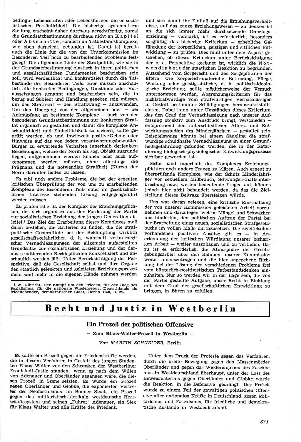 Neue Justiz (NJ), Zeitschrift für Recht und Rechtswissenschaft [Deutsche Demokratische Republik (DDR)], 14. Jahrgang 1960, Seite 371 (NJ DDR 1960, S. 371)