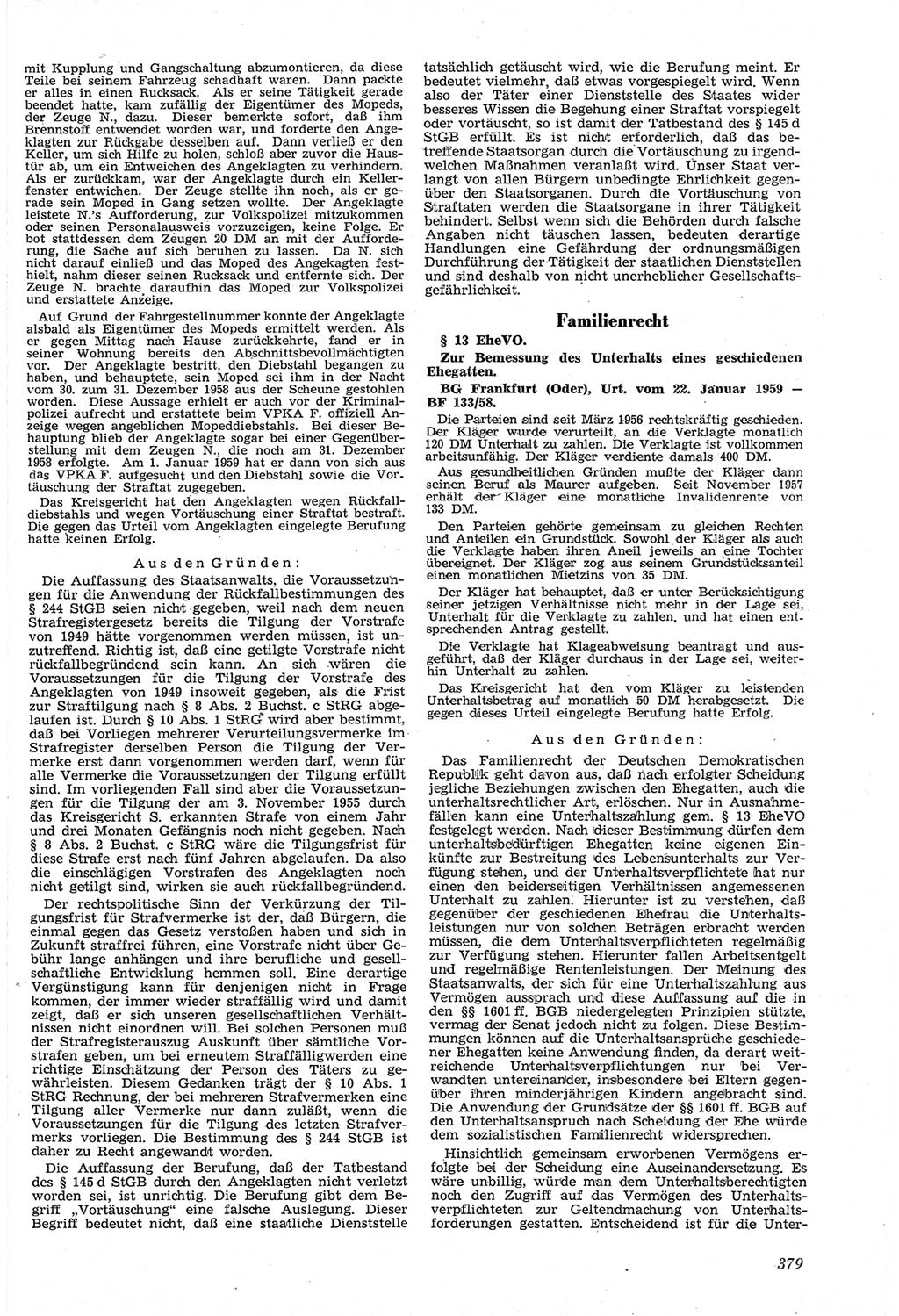 Neue Justiz (NJ), Zeitschrift für Recht und Rechtswissenschaft [Deutsche Demokratische Republik (DDR)], 14. Jahrgang 1960, Seite 379 (NJ DDR 1960, S. 379)
