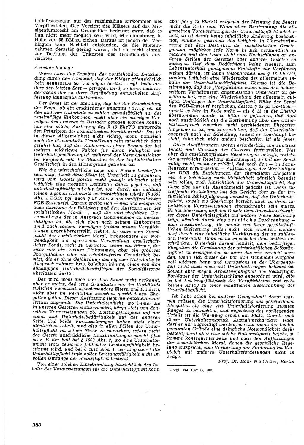 Neue Justiz (NJ), Zeitschrift für Recht und Rechtswissenschaft [Deutsche Demokratische Republik (DDR)], 14. Jahrgang 1960, Seite 380 (NJ DDR 1960, S. 380)