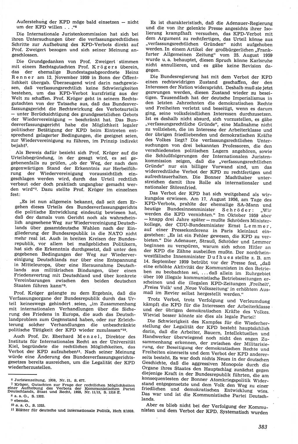 Neue Justiz (NJ), Zeitschrift für Recht und Rechtswissenschaft [Deutsche Demokratische Republik (DDR)], 14. Jahrgang 1960, Seite 383 (NJ DDR 1960, S. 383)