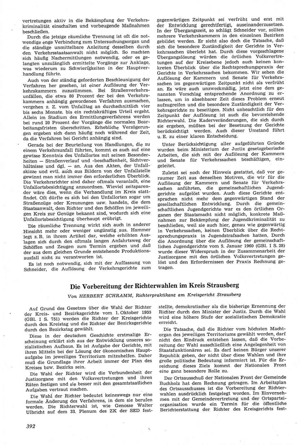 Neue Justiz (NJ), Zeitschrift für Recht und Rechtswissenschaft [Deutsche Demokratische Republik (DDR)], 14. Jahrgang 1960, Seite 392 (NJ DDR 1960, S. 392)