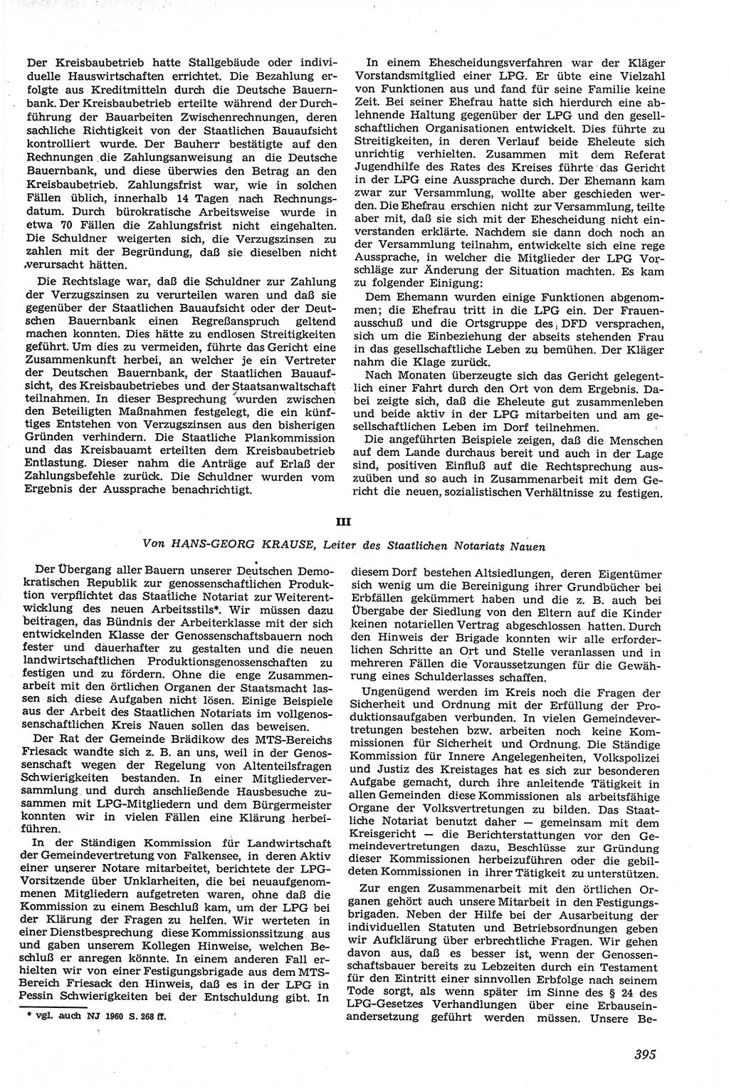 Neue Justiz (NJ), Zeitschrift für Recht und Rechtswissenschaft [Deutsche Demokratische Republik (DDR)], 14. Jahrgang 1960, Seite 395 (NJ DDR 1960, S. 395)