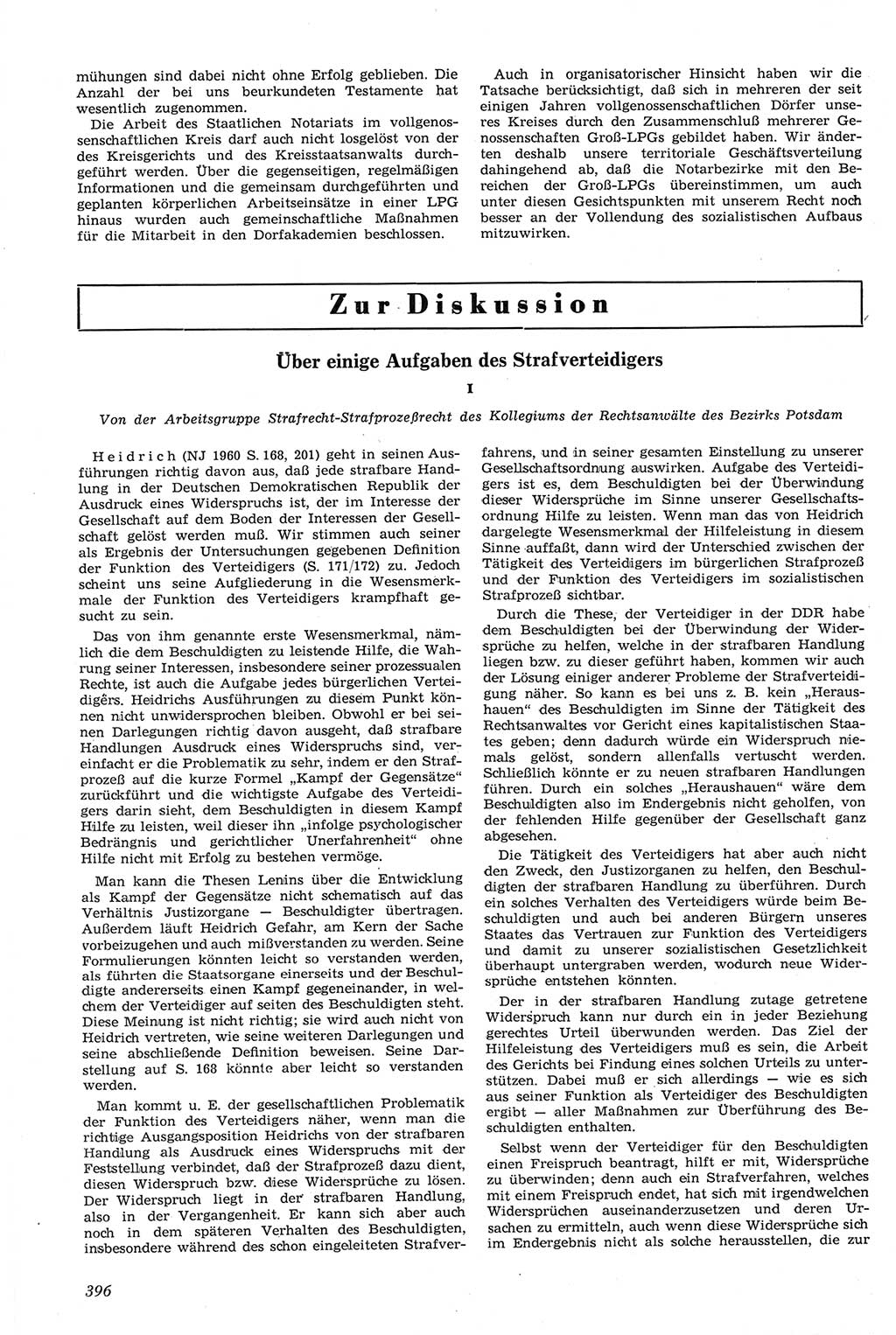 Neue Justiz (NJ), Zeitschrift für Recht und Rechtswissenschaft [Deutsche Demokratische Republik (DDR)], 14. Jahrgang 1960, Seite 396 (NJ DDR 1960, S. 396)