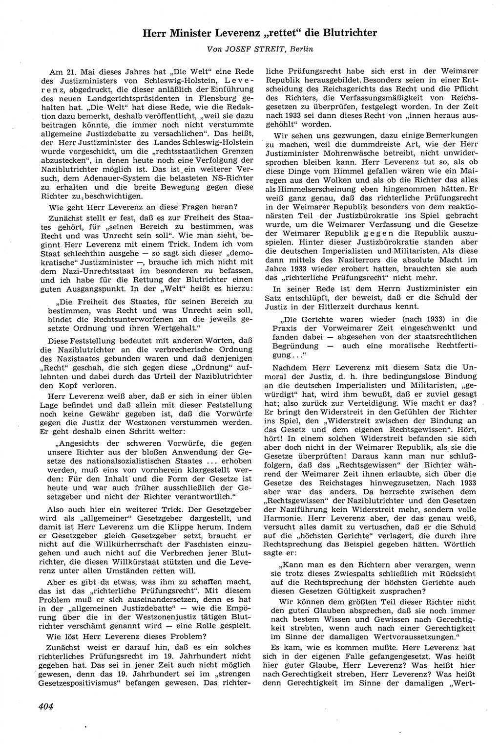 Neue Justiz (NJ), Zeitschrift für Recht und Rechtswissenschaft [Deutsche Demokratische Republik (DDR)], 14. Jahrgang 1960, Seite 404 (NJ DDR 1960, S. 404)
