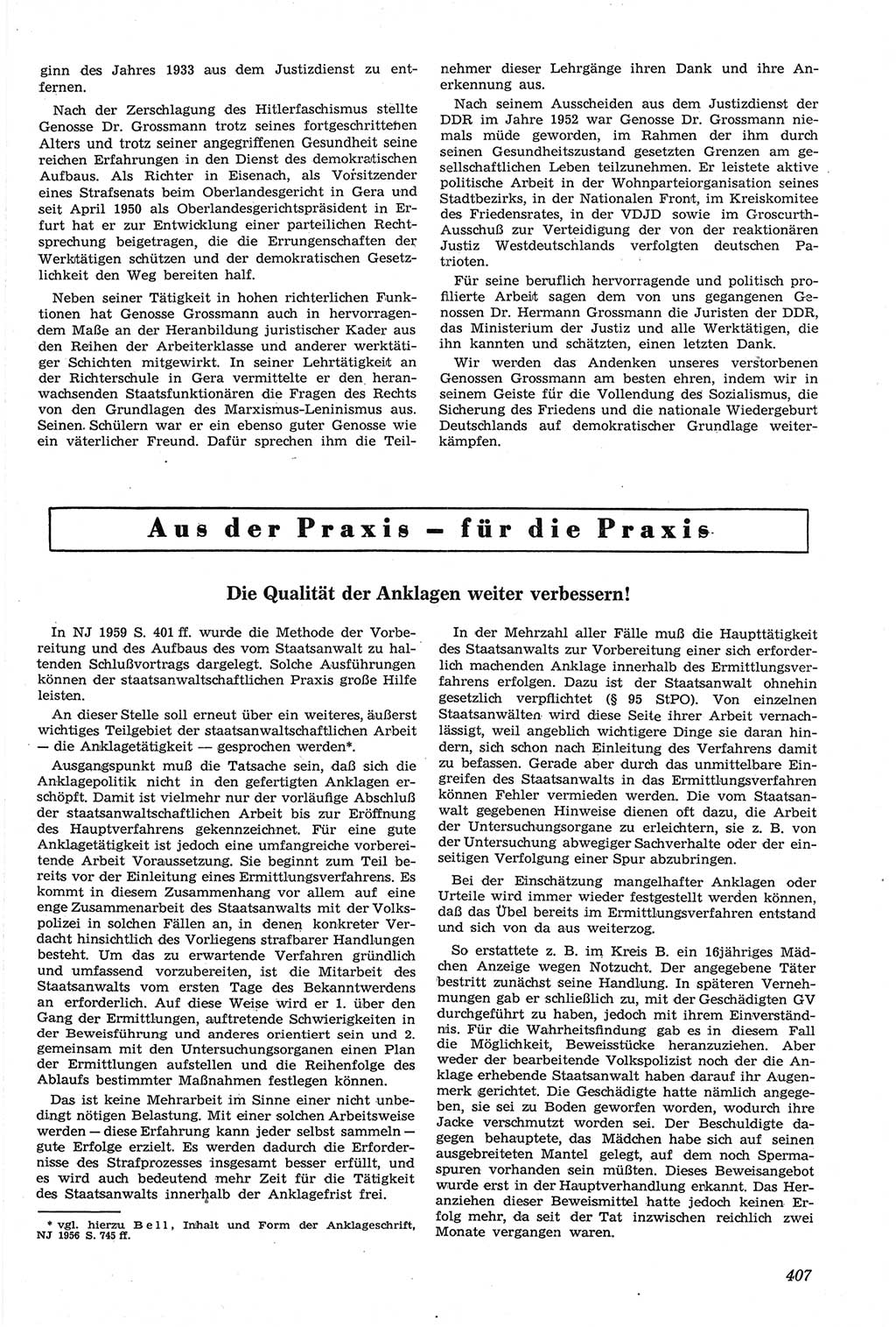 Neue Justiz (NJ), Zeitschrift für Recht und Rechtswissenschaft [Deutsche Demokratische Republik (DDR)], 14. Jahrgang 1960, Seite 407 (NJ DDR 1960, S. 407)