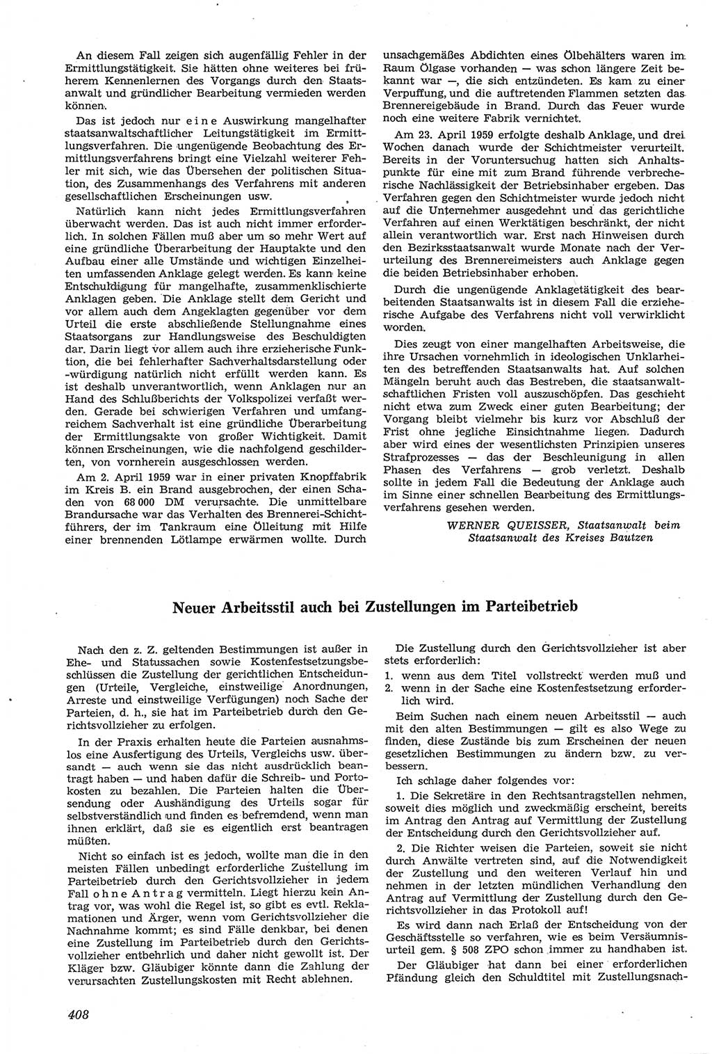 Neue Justiz (NJ), Zeitschrift für Recht und Rechtswissenschaft [Deutsche Demokratische Republik (DDR)], 14. Jahrgang 1960, Seite 408 (NJ DDR 1960, S. 408)