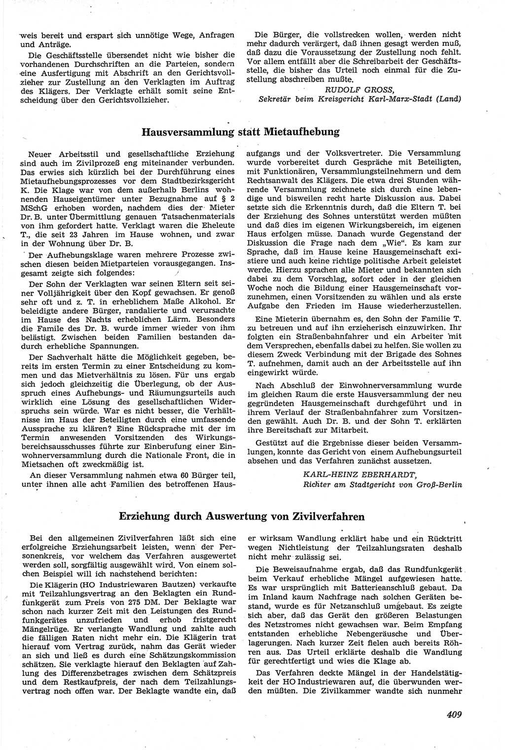 Neue Justiz (NJ), Zeitschrift für Recht und Rechtswissenschaft [Deutsche Demokratische Republik (DDR)], 14. Jahrgang 1960, Seite 409 (NJ DDR 1960, S. 409)