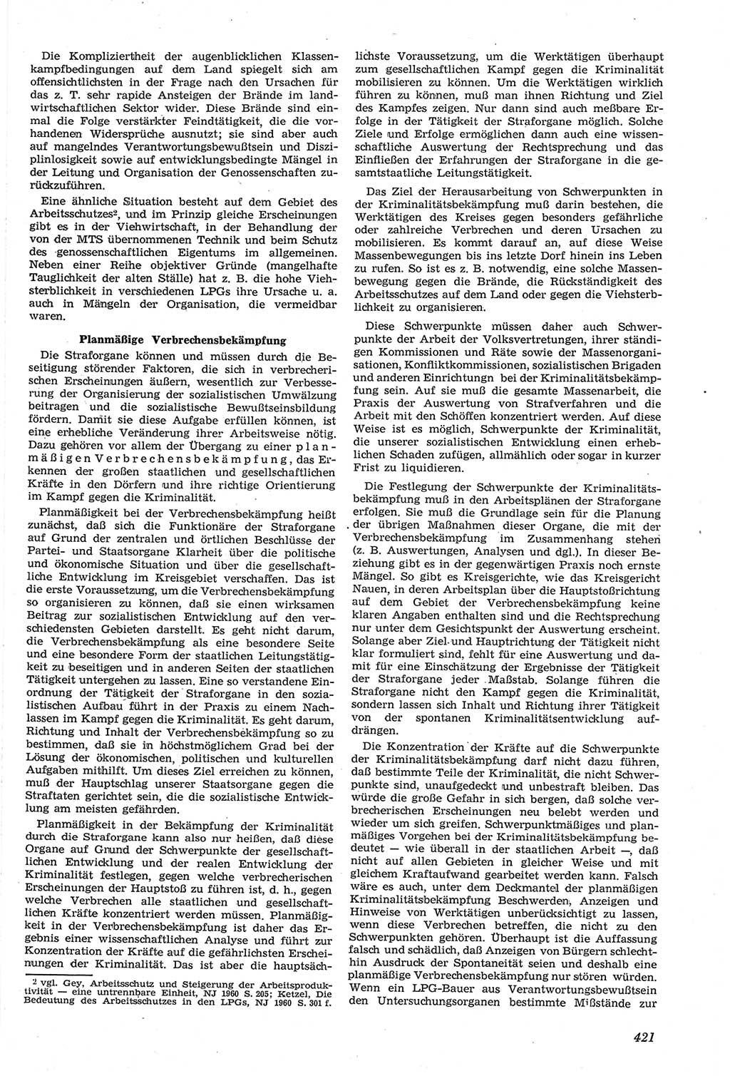 Neue Justiz (NJ), Zeitschrift für Recht und Rechtswissenschaft [Deutsche Demokratische Republik (DDR)], 14. Jahrgang 1960, Seite 421 (NJ DDR 1960, S. 421)