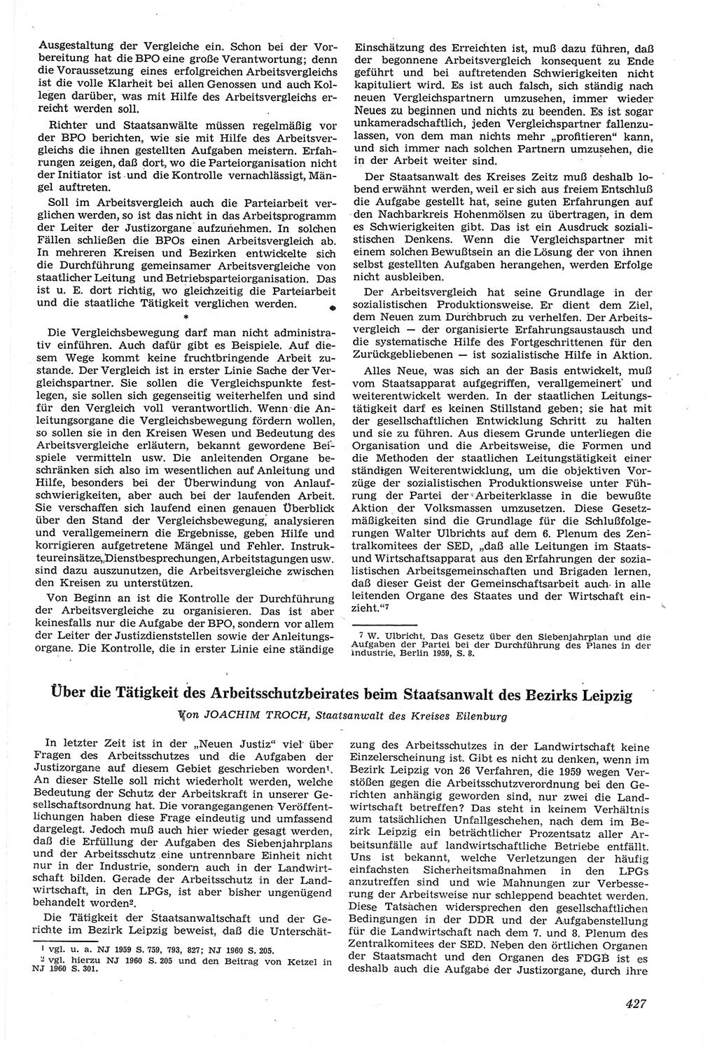 Neue Justiz (NJ), Zeitschrift für Recht und Rechtswissenschaft [Deutsche Demokratische Republik (DDR)], 14. Jahrgang 1960, Seite 427 (NJ DDR 1960, S. 427)