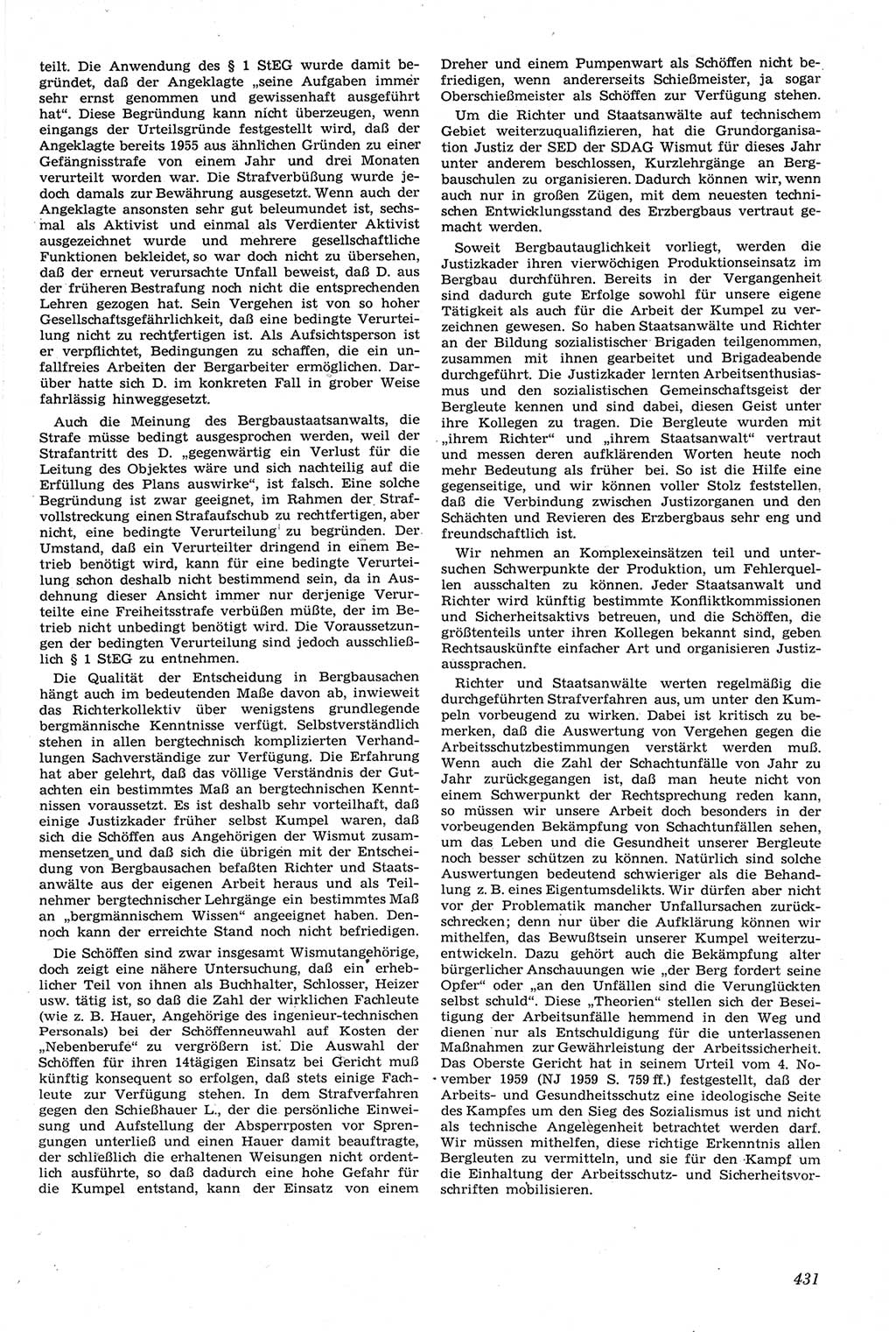 Neue Justiz (NJ), Zeitschrift für Recht und Rechtswissenschaft [Deutsche Demokratische Republik (DDR)], 14. Jahrgang 1960, Seite 431 (NJ DDR 1960, S. 431)