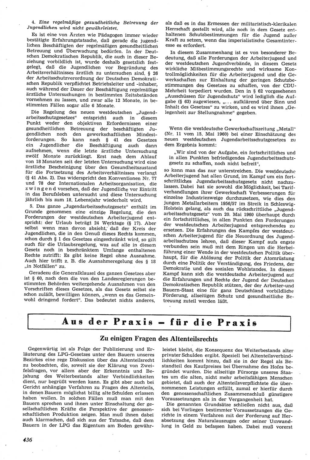Neue Justiz (NJ), Zeitschrift für Recht und Rechtswissenschaft [Deutsche Demokratische Republik (DDR)], 14. Jahrgang 1960, Seite 436 (NJ DDR 1960, S. 436)