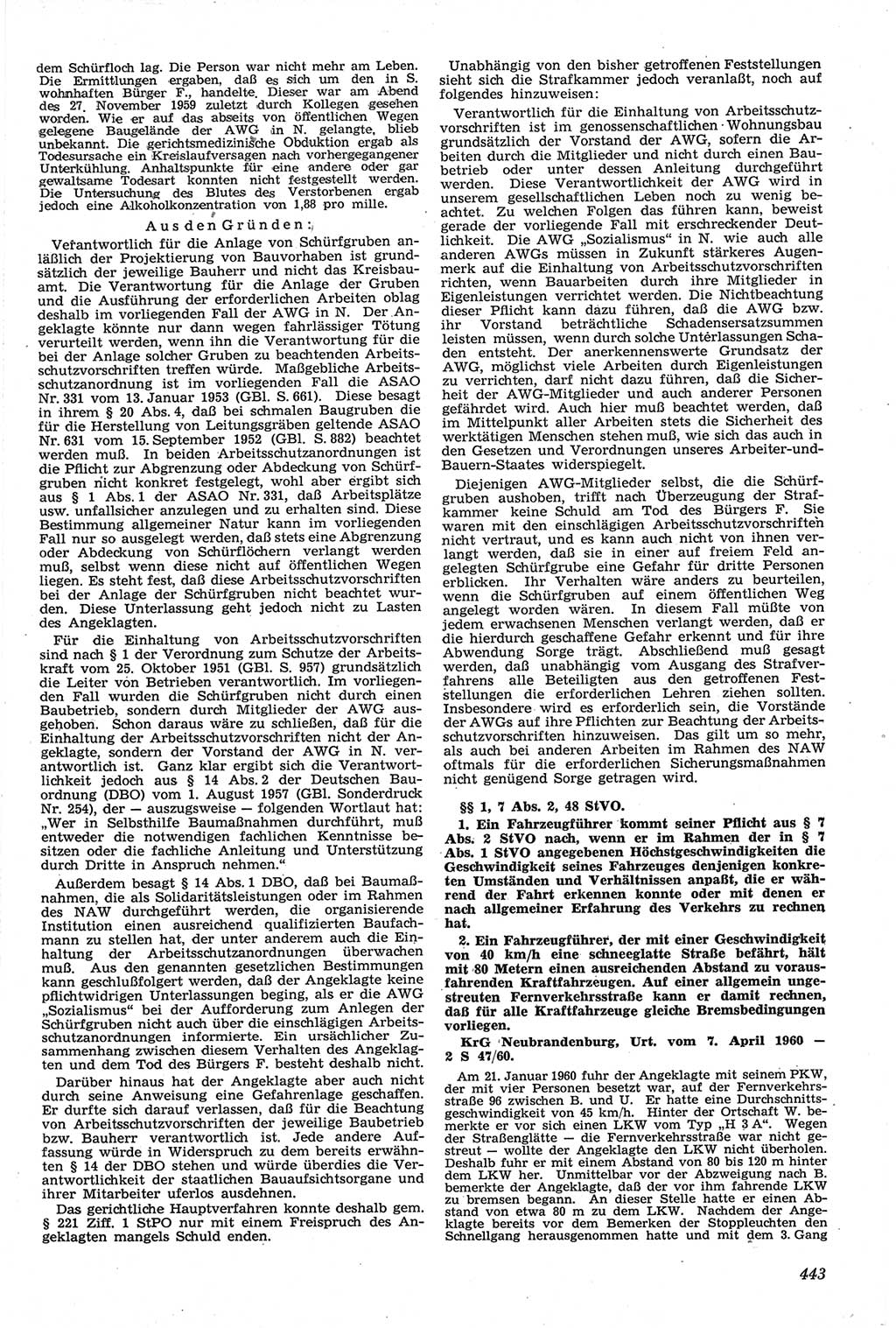 Neue Justiz (NJ), Zeitschrift für Recht und Rechtswissenschaft [Deutsche Demokratische Republik (DDR)], 14. Jahrgang 1960, Seite 443 (NJ DDR 1960, S. 443)