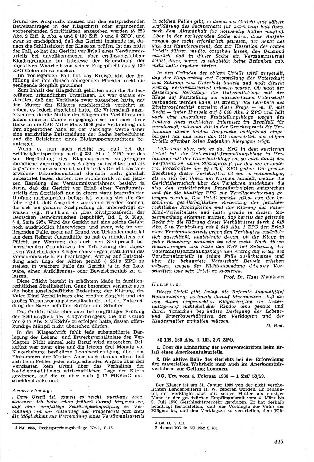 Neue Justiz (NJ), Zeitschrift für Recht und Rechtswissenschaft [Deutsche Demokratische Republik (DDR)], 14. Jahrgang 1960, Seite 445 (NJ DDR 1960, S. 445)