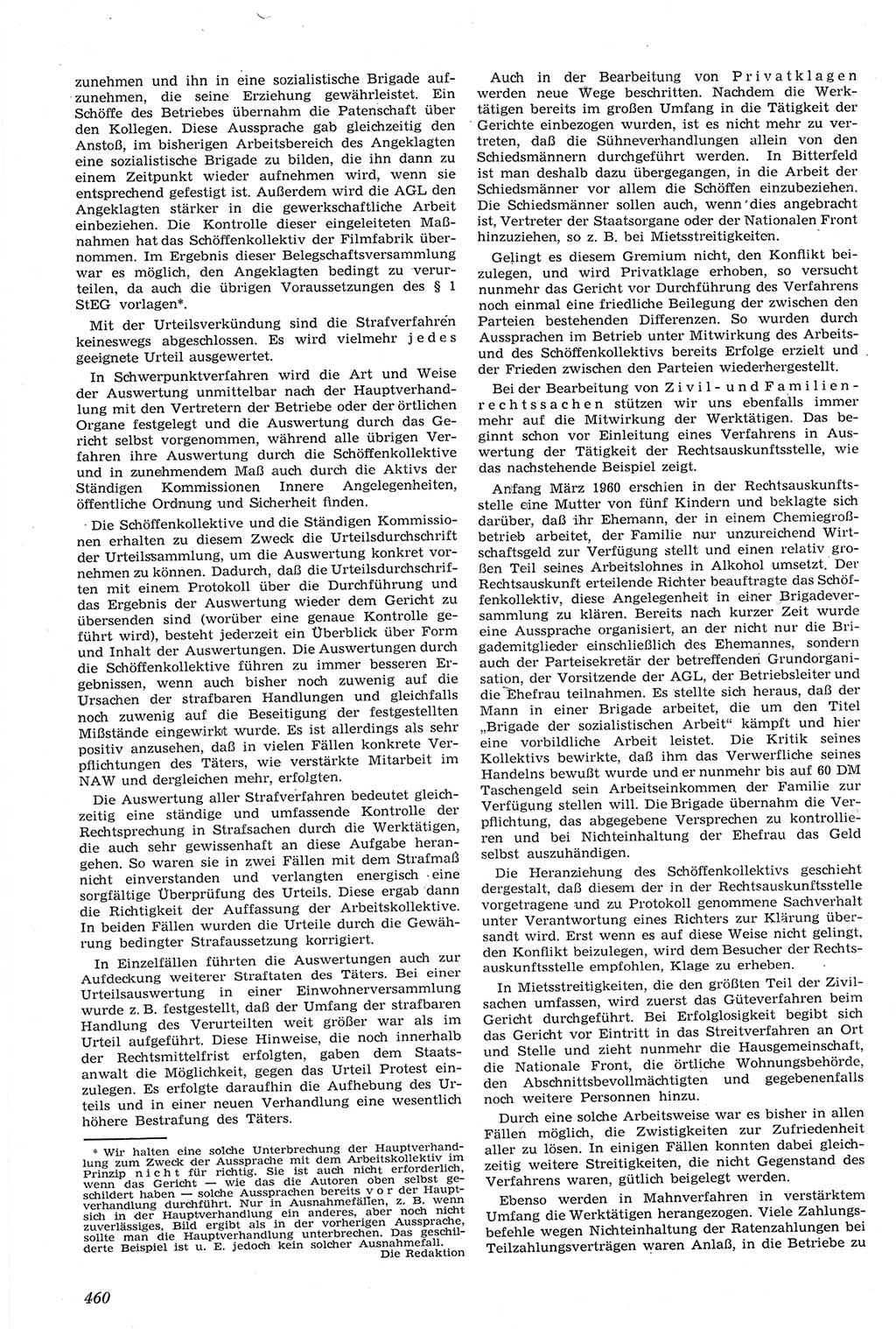 Neue Justiz (NJ), Zeitschrift für Recht und Rechtswissenschaft [Deutsche Demokratische Republik (DDR)], 14. Jahrgang 1960, Seite 460 (NJ DDR 1960, S. 460)