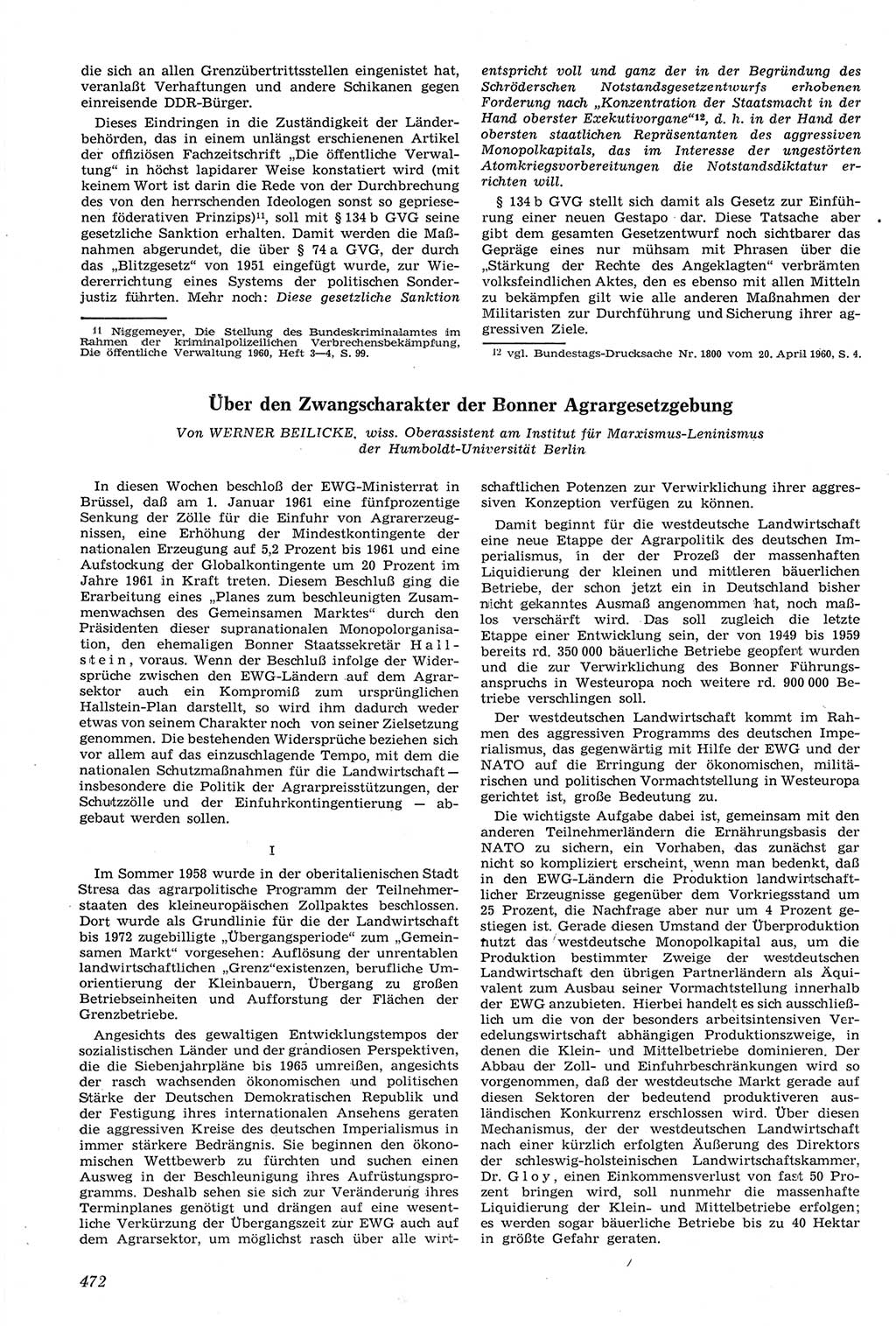 Neue Justiz (NJ), Zeitschrift für Recht und Rechtswissenschaft [Deutsche Demokratische Republik (DDR)], 14. Jahrgang 1960, Seite 472 (NJ DDR 1960, S. 472)