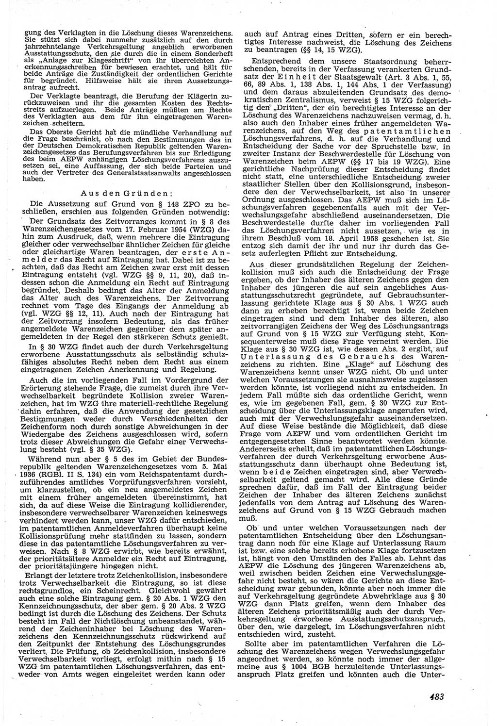 Neue Justiz (NJ), Zeitschrift für Recht und Rechtswissenschaft [Deutsche Demokratische Republik (DDR)], 14. Jahrgang 1960, Seite 483 (NJ DDR 1960, S. 483)