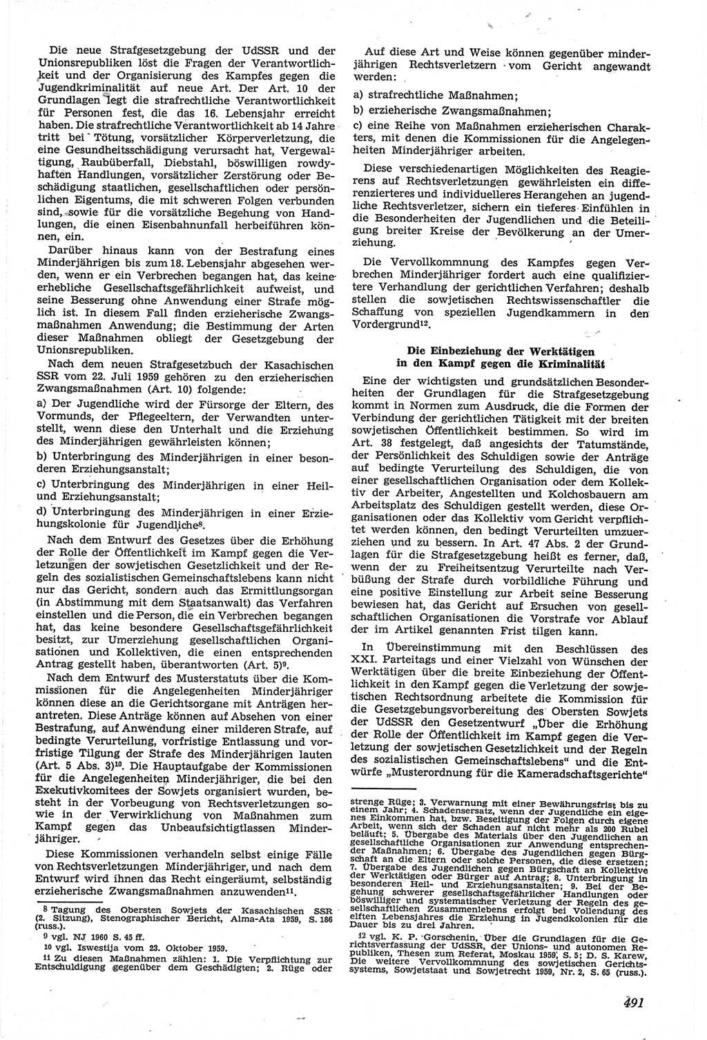 Neue Justiz (NJ), Zeitschrift für Recht und Rechtswissenschaft [Deutsche Demokratische Republik (DDR)], 14. Jahrgang 1960, Seite 491 (NJ DDR 1960, S. 491)