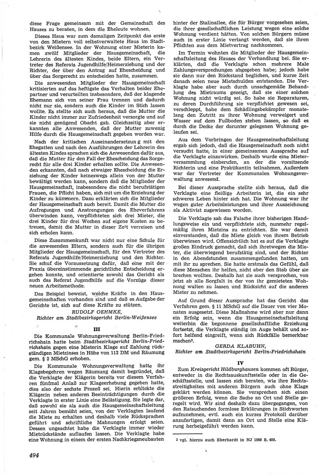 Neue Justiz (NJ), Zeitschrift für Recht und Rechtswissenschaft [Deutsche Demokratische Republik (DDR)], 14. Jahrgang 1960, Seite 494 (NJ DDR 1960, S. 494)