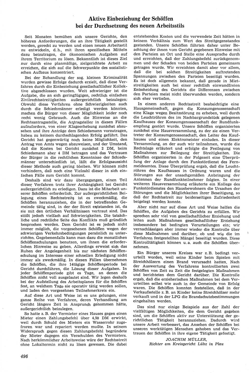 Neue Justiz (NJ), Zeitschrift für Recht und Rechtswissenschaft [Deutsche Demokratische Republik (DDR)], 14. Jahrgang 1960, Seite 496 (NJ DDR 1960, S. 496)