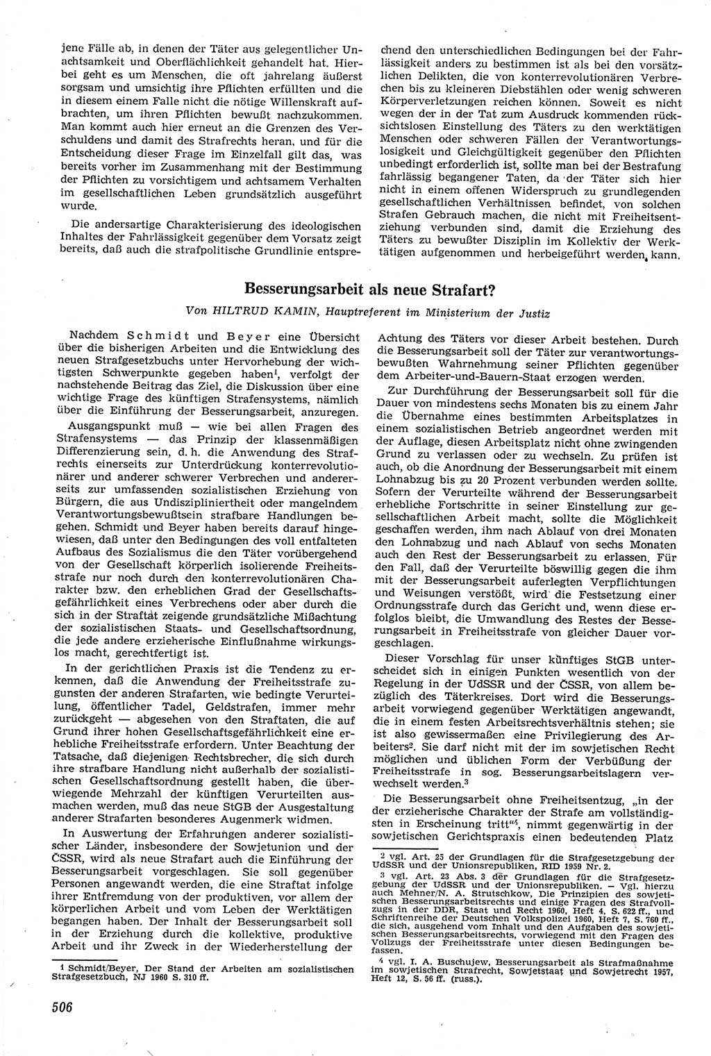 Neue Justiz (NJ), Zeitschrift für Recht und Rechtswissenschaft [Deutsche Demokratische Republik (DDR)], 14. Jahrgang 1960, Seite 506 (NJ DDR 1960, S. 506)