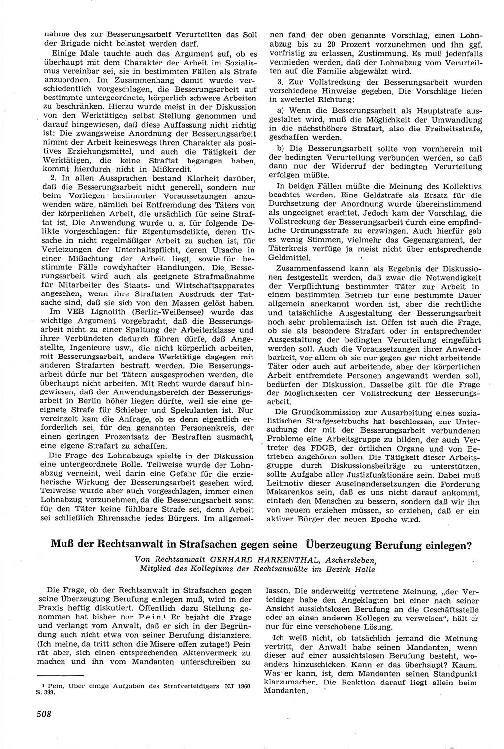 Neue Justiz (NJ), Zeitschrift für Recht und Rechtswissenschaft [Deutsche Demokratische Republik (DDR)], 14. Jahrgang 1960, Seite 508 (NJ DDR 1960, S. 508)