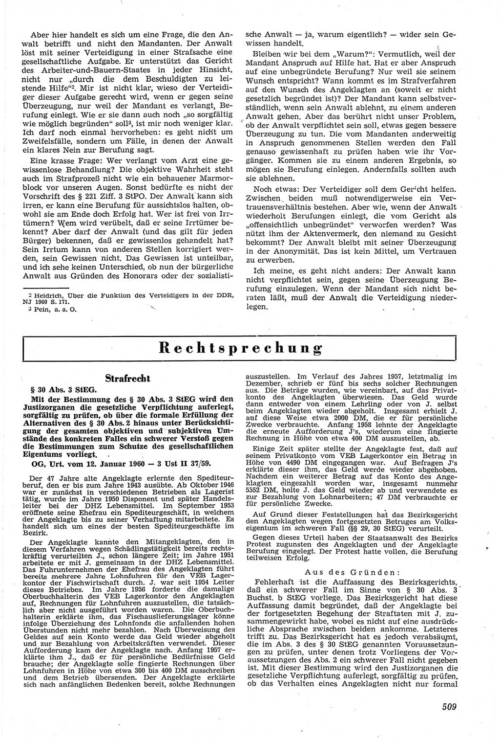 Neue Justiz (NJ), Zeitschrift für Recht und Rechtswissenschaft [Deutsche Demokratische Republik (DDR)], 14. Jahrgang 1960, Seite 509 (NJ DDR 1960, S. 509)