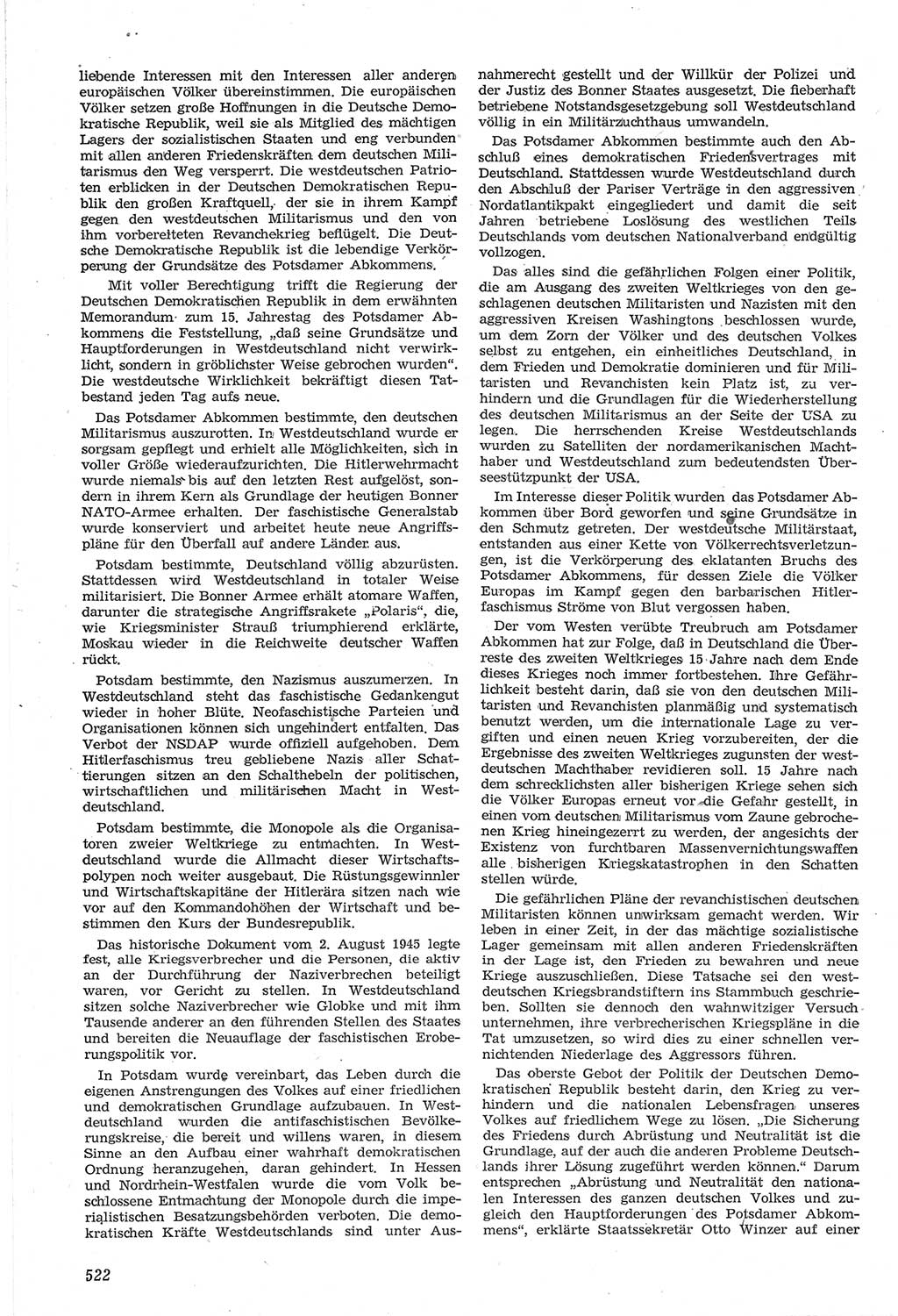 Neue Justiz (NJ), Zeitschrift für Recht und Rechtswissenschaft [Deutsche Demokratische Republik (DDR)], 14. Jahrgang 1960, Seite 522 (NJ DDR 1960, S. 522)