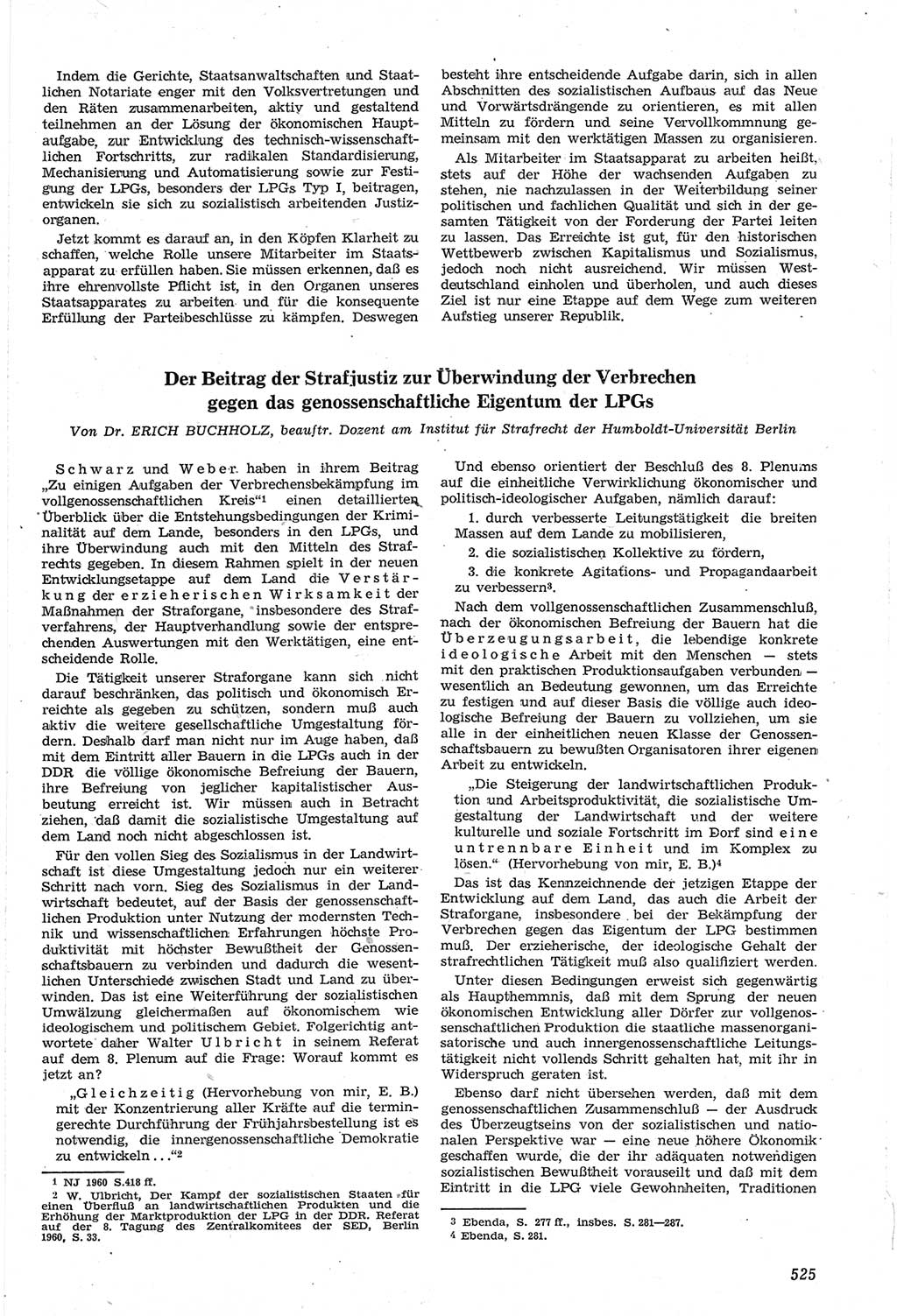Neue Justiz (NJ), Zeitschrift für Recht und Rechtswissenschaft [Deutsche Demokratische Republik (DDR)], 14. Jahrgang 1960, Seite 525 (NJ DDR 1960, S. 525)
