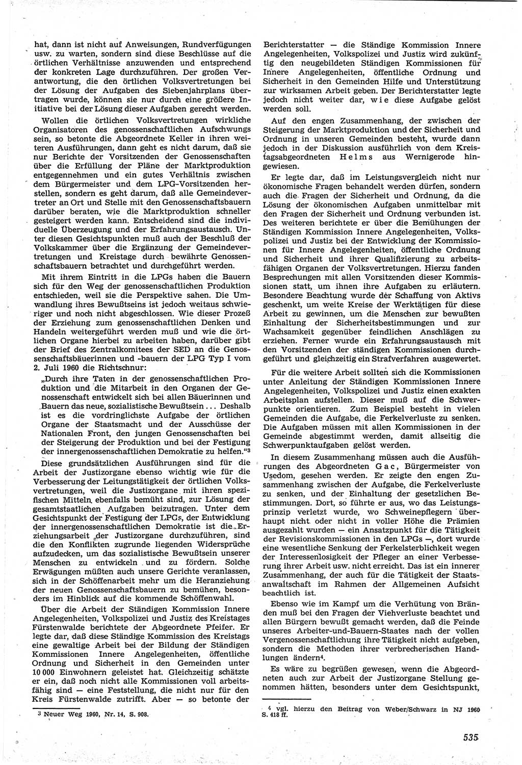 Neue Justiz (NJ), Zeitschrift für Recht und Rechtswissenschaft [Deutsche Demokratische Republik (DDR)], 14. Jahrgang 1960, Seite 535 (NJ DDR 1960, S. 535)